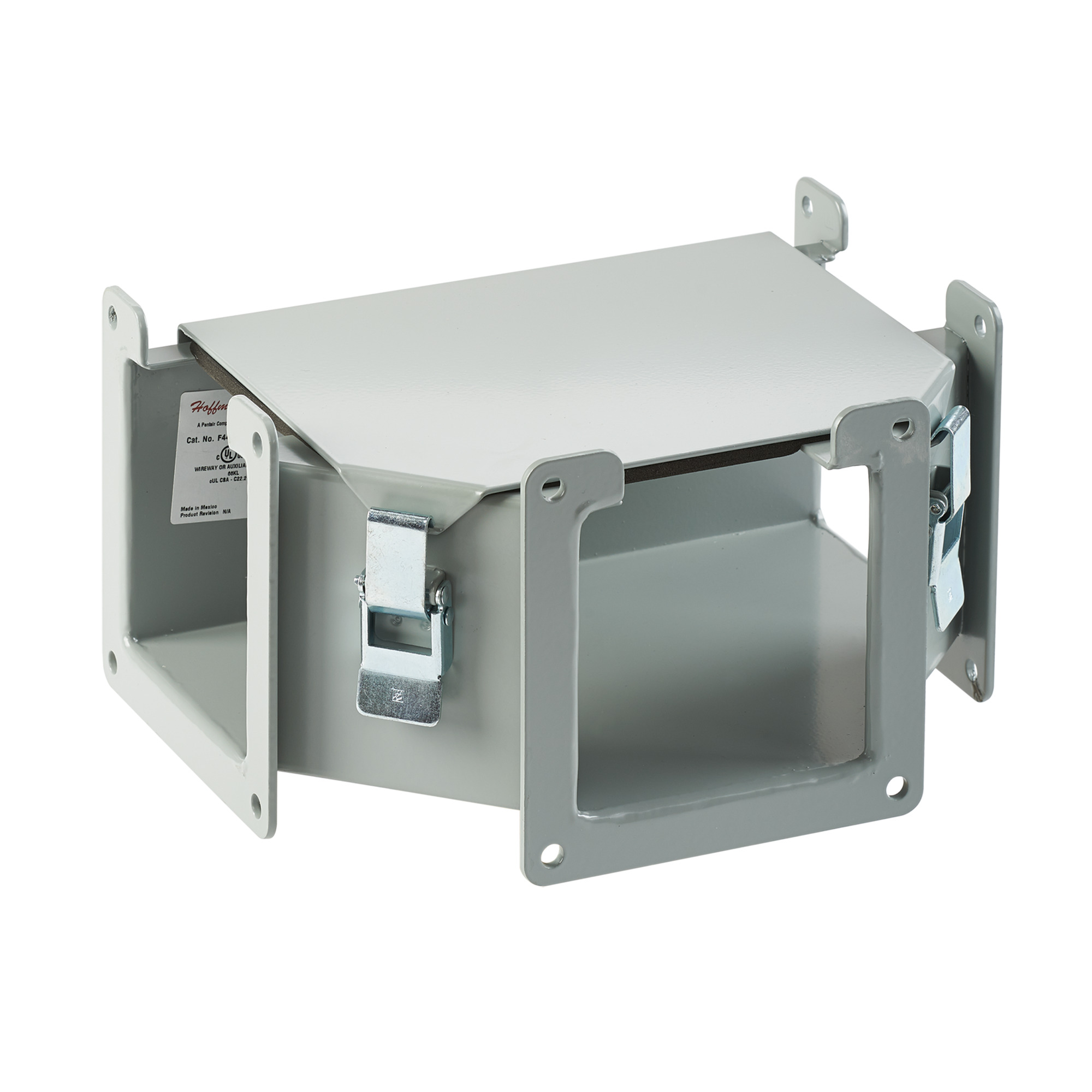 F22LTA Type 12 Top Opening Hinged Cover Wireway Tee, For Use With 2-1/2 x 2-1/2 in NEMA 12 Lay-In Wireway, Steel, Gray
