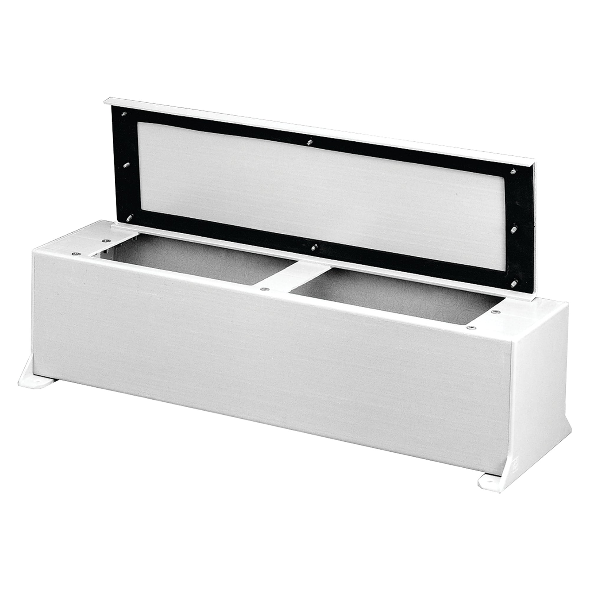 F4436FG F25 Wiring Trough, 36 in L x 4 in W x 4 in H, Captivated Monel Screw Cover, Fiberglass