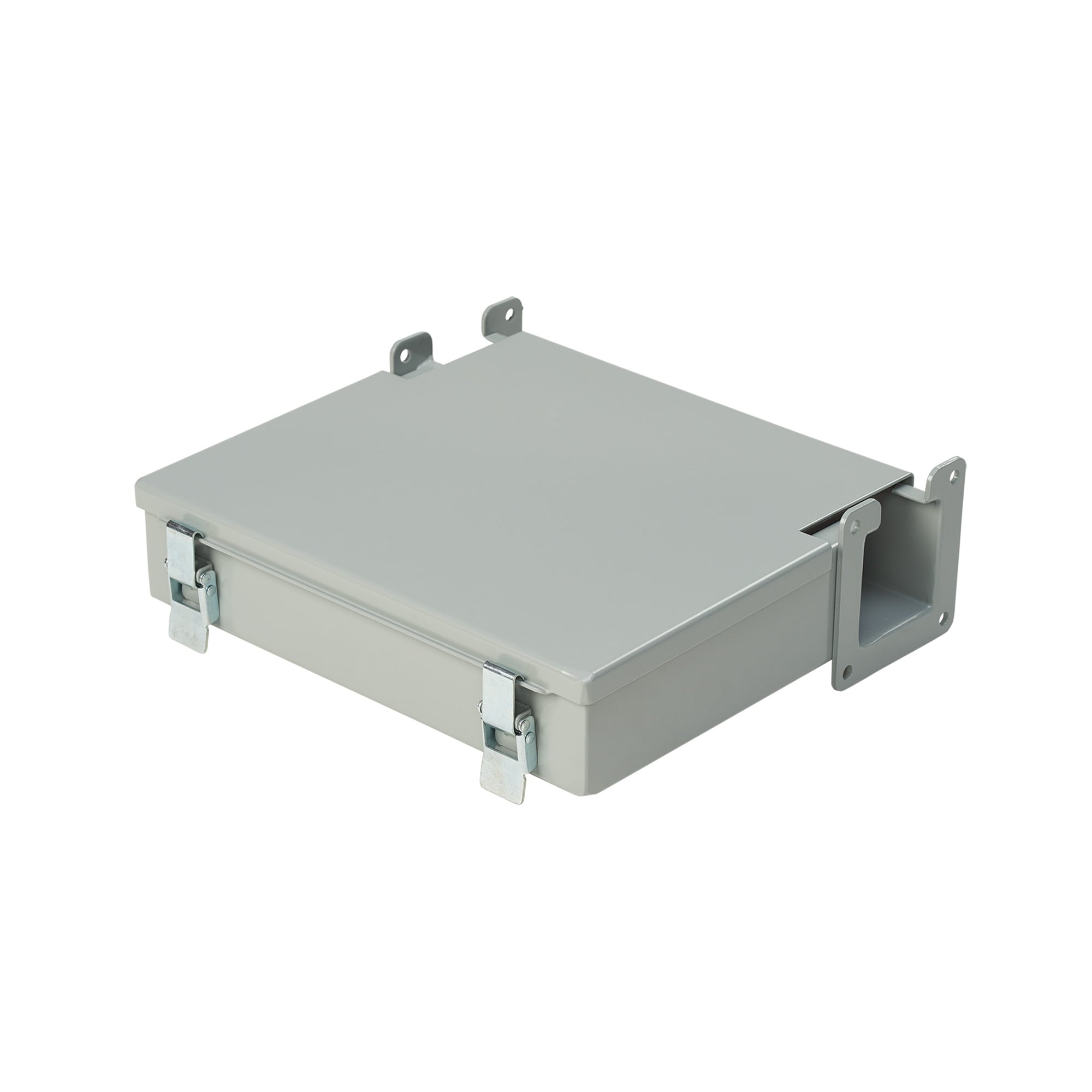 F44LJ F10 Junction Box, 4 in H x 4 in W Wireway, 12 in W x 10-1/4 in D Box, 10.75 in H x 8.88 in W Back Panel, Flat Cover, Steel