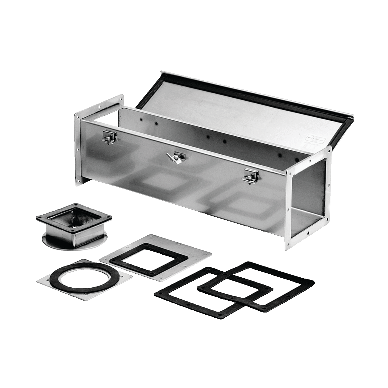 F44W12SS F22 Feed Through Straight Section Wireway, 12 in L x 4 in W x 4 in H, Butt Hinged Cover, 304 Stainless Steel