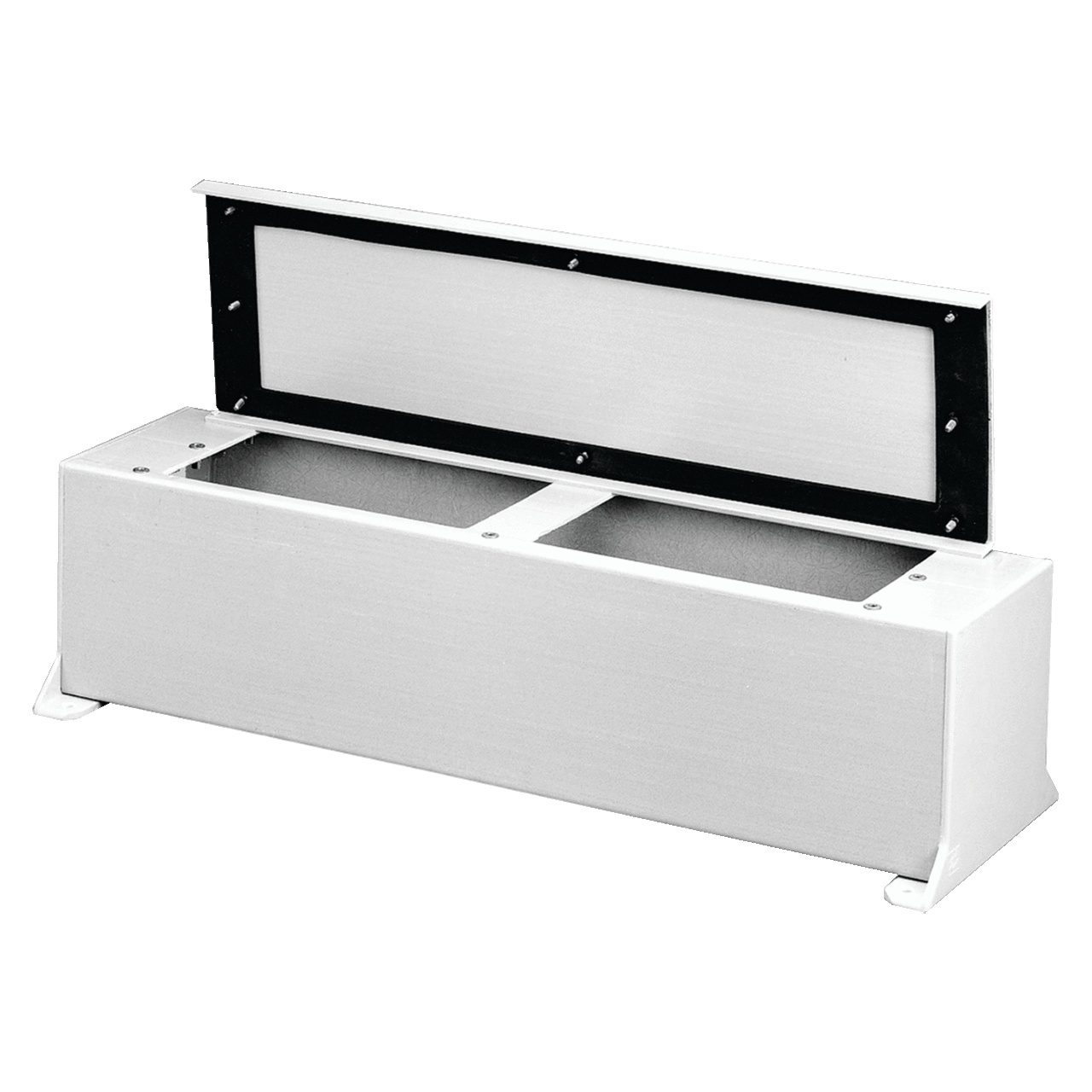 F6660FG F25 Wiring Trough, 60 in L x 6 in W x 6 in H, Captivated Monel Screw Cover, Fiberglass