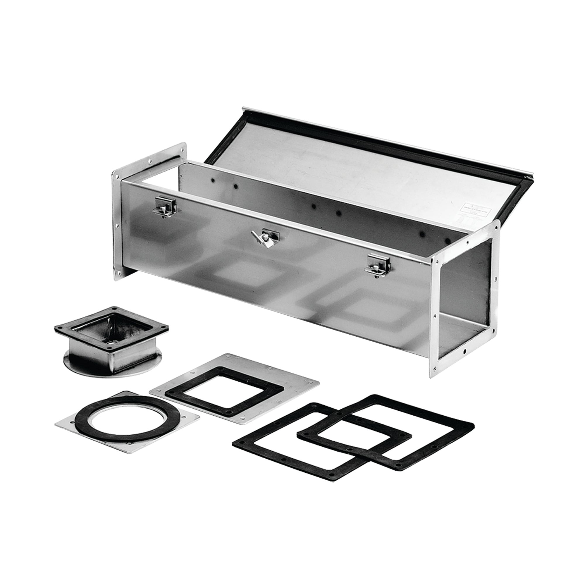 F66W48SS F22 Feed Through Straight Section Wireway, 48 in L x 6 in W x 6 in H, Butt Hinged Cover, 304 Stainless Steel