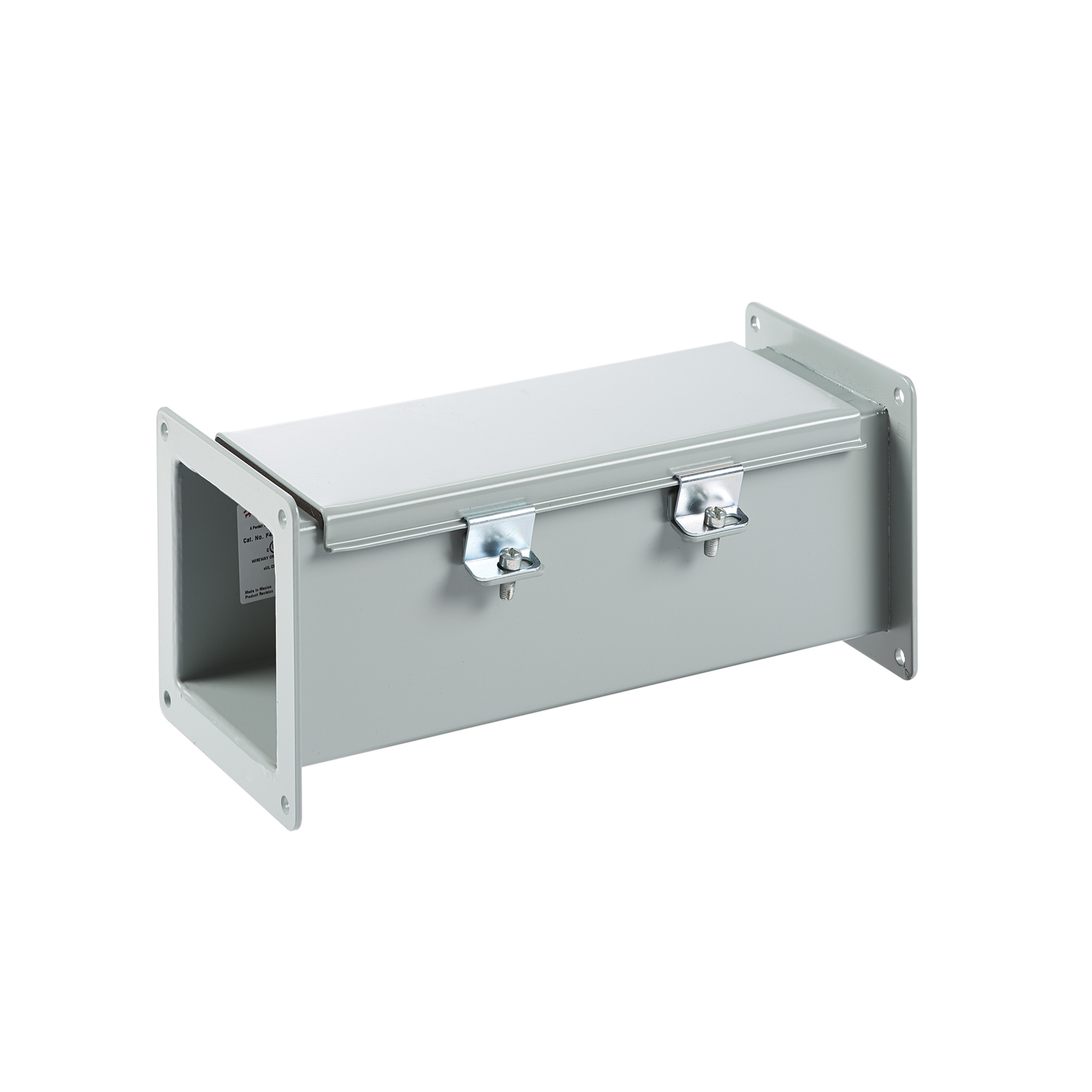 F88W120 F20 Feed Through Straight Section Wireway, 120 in L x 8 in W x 8 in H, Butt Hinged Cover, Steel
