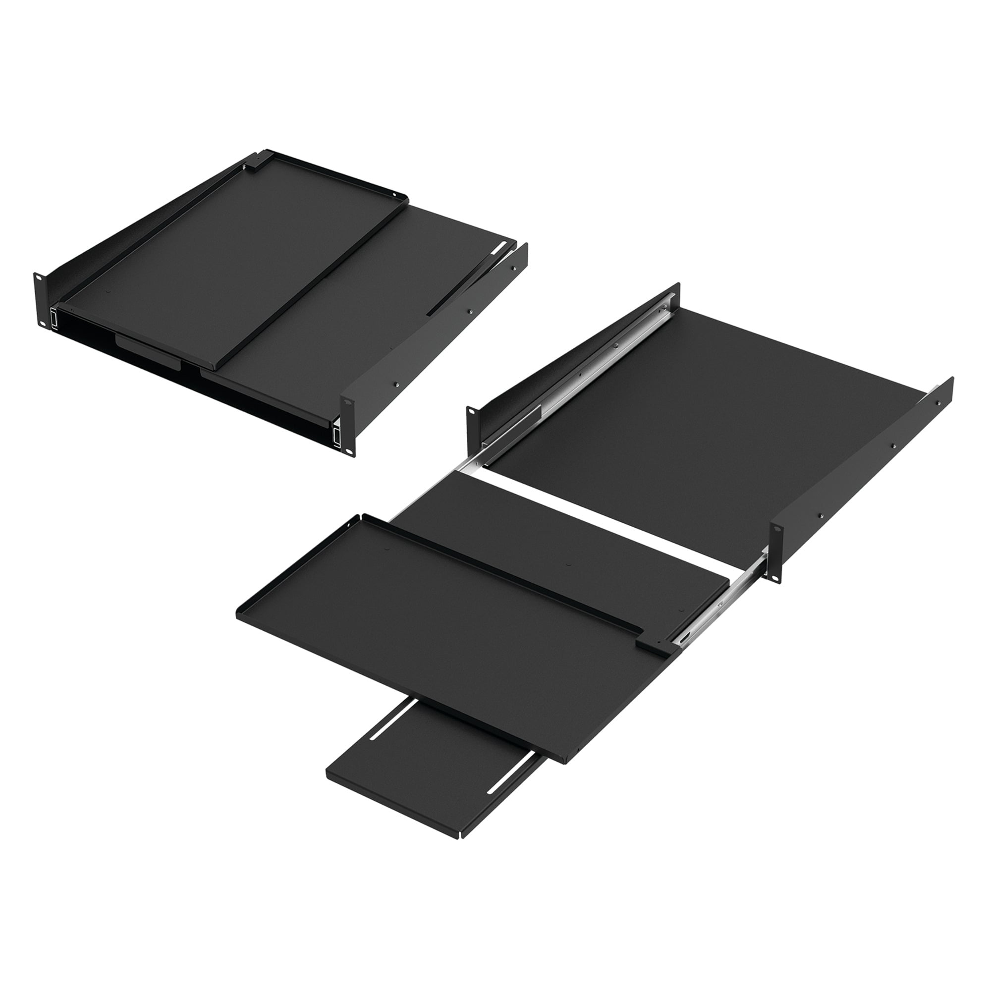 P19KBPVT DACCY Pivoting Keyboard Shelf With Mouse Tray, 3-1/2 in H x 18.89 in W x 19-1/4 in D, 2RRU Rack, Steel