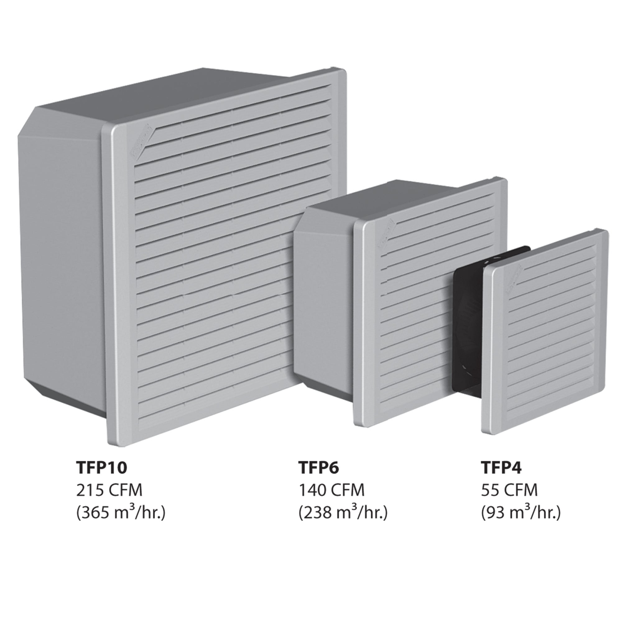 TFP42SS D85 TFP Filter Fan, 230 V AC, 0.11/0.14 A, 16/14 W Power Rating, 45/55 cfm Air Flow, NEMA 1 Enclosure