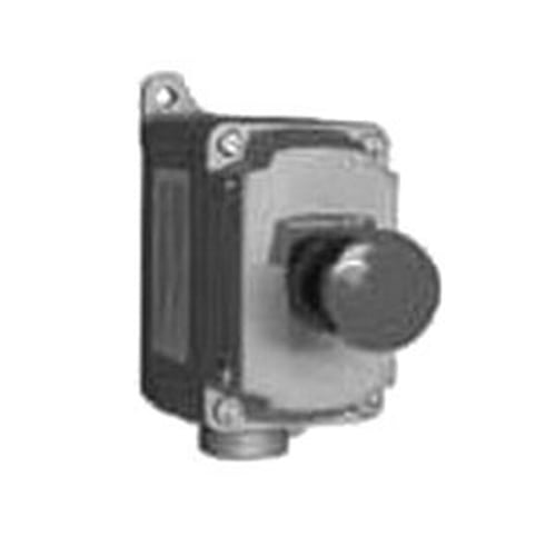 Heavy-Duty Watertight/Oiltight With Guard Transformer Factory Sealed Pushbutton; 600 Volt AC, 10 Amp, Maintained, 1 NO/1 NC, Mushroom Actuator, Malleable Iron Body, Aluminum Cover, Red