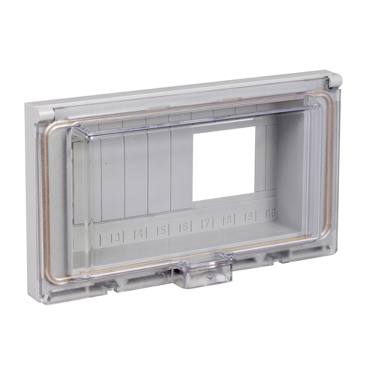 14210 Multi-Pole Logic Front Mounting Kit With Transparent Hinged Weatherproof Cover, 9-1/4 in W x 1.3 in D, DIN Rail Mount