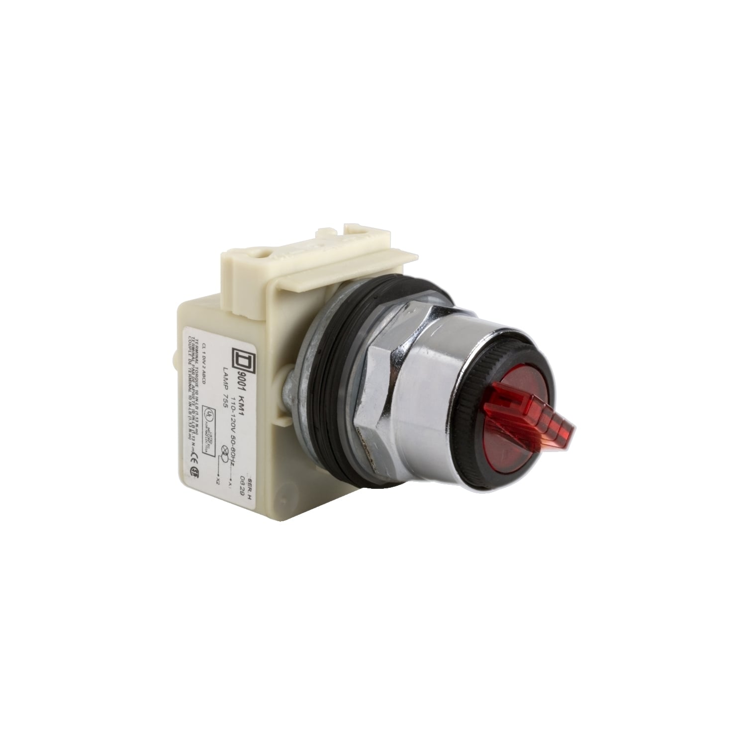 9001K11J1R Harmony Heavy Duty Illuminated Round Transformer Type T-K Selector Switch Operator, 30 mm, Projecting Operator, 2 Positions, Red