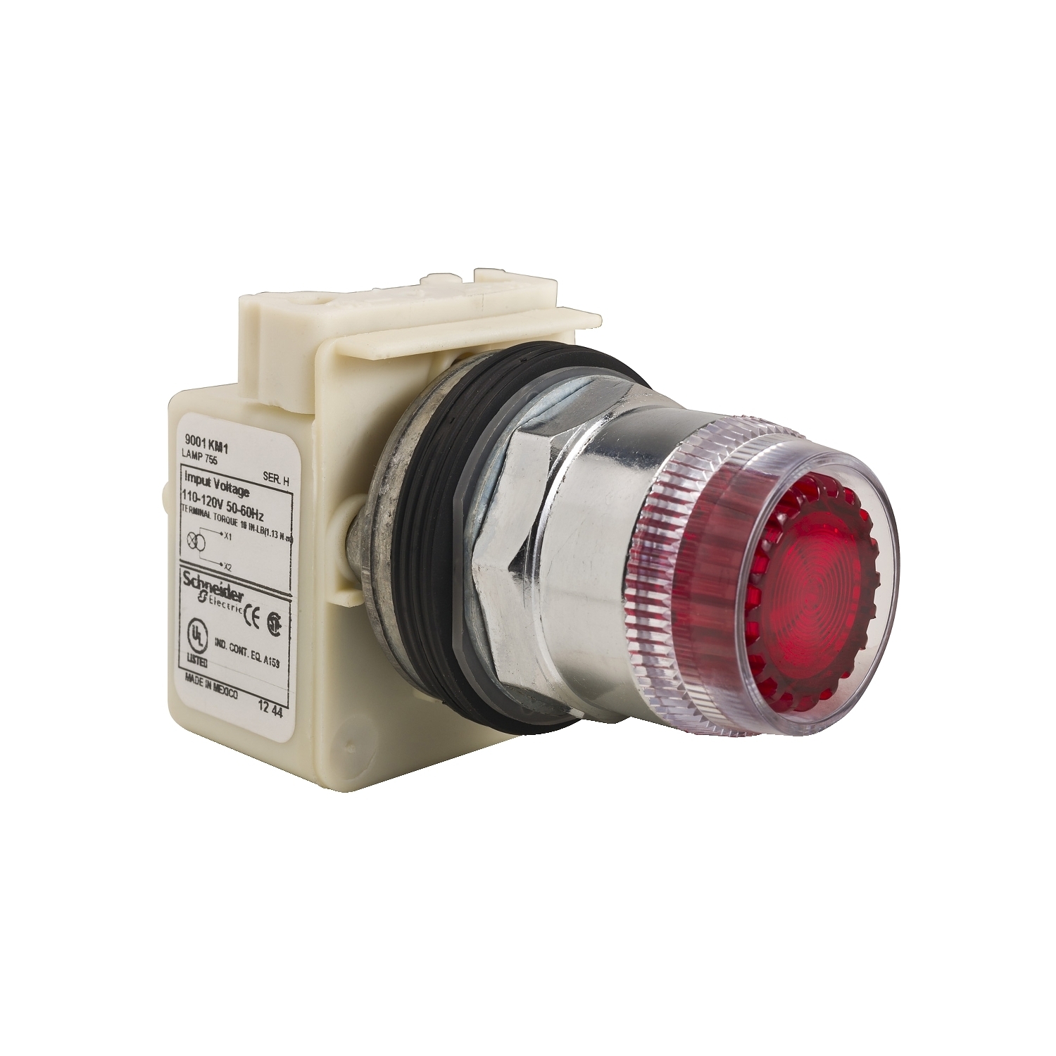 9001K1L1R Harmony Type K Round Illuminated Pushbutton Operator With Guard, 30 mm, Momentary Contact, Red