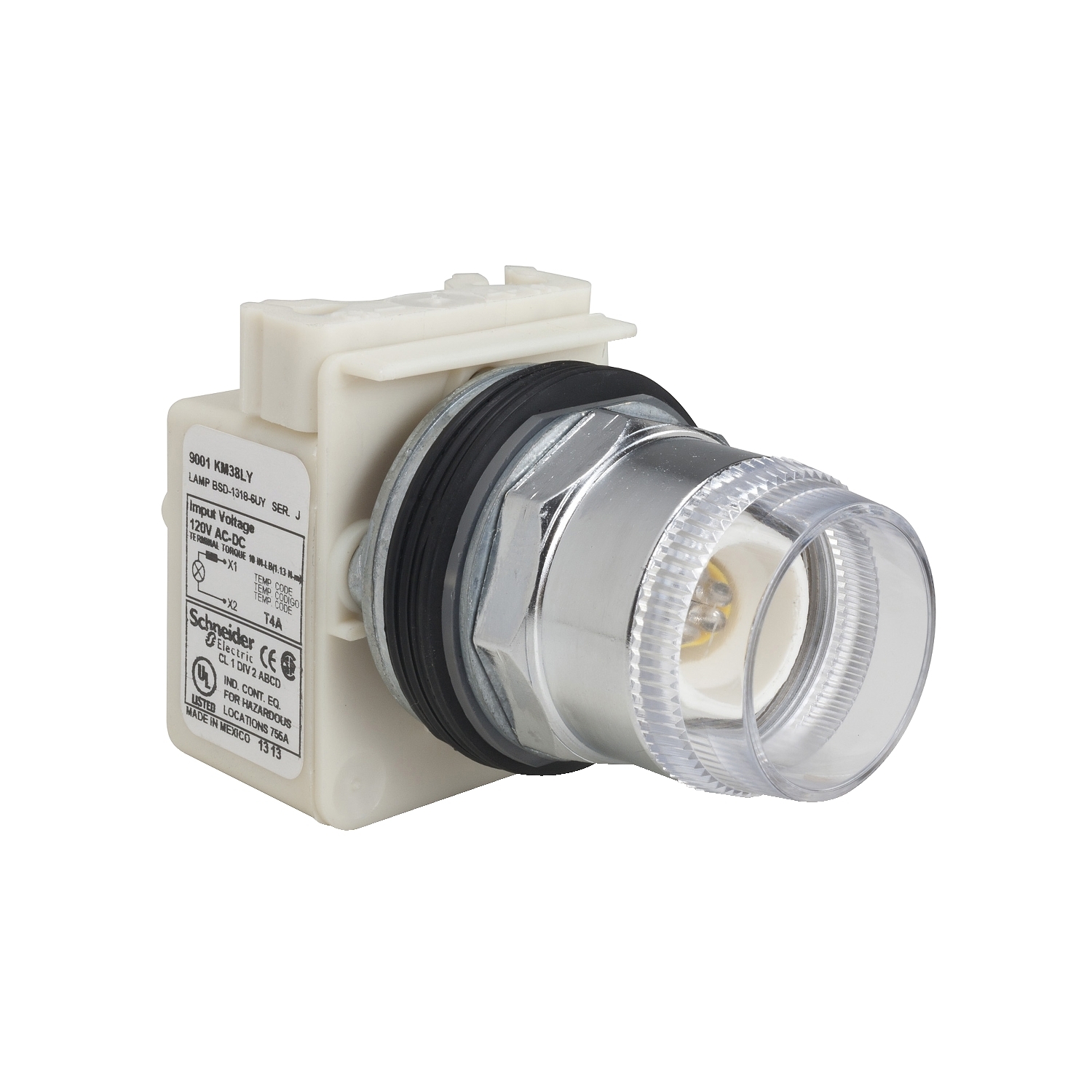9001K2L1 9001K Illuminated Round Standard Type K Pushbutton Operator, 1.18 in, Momentary Contac