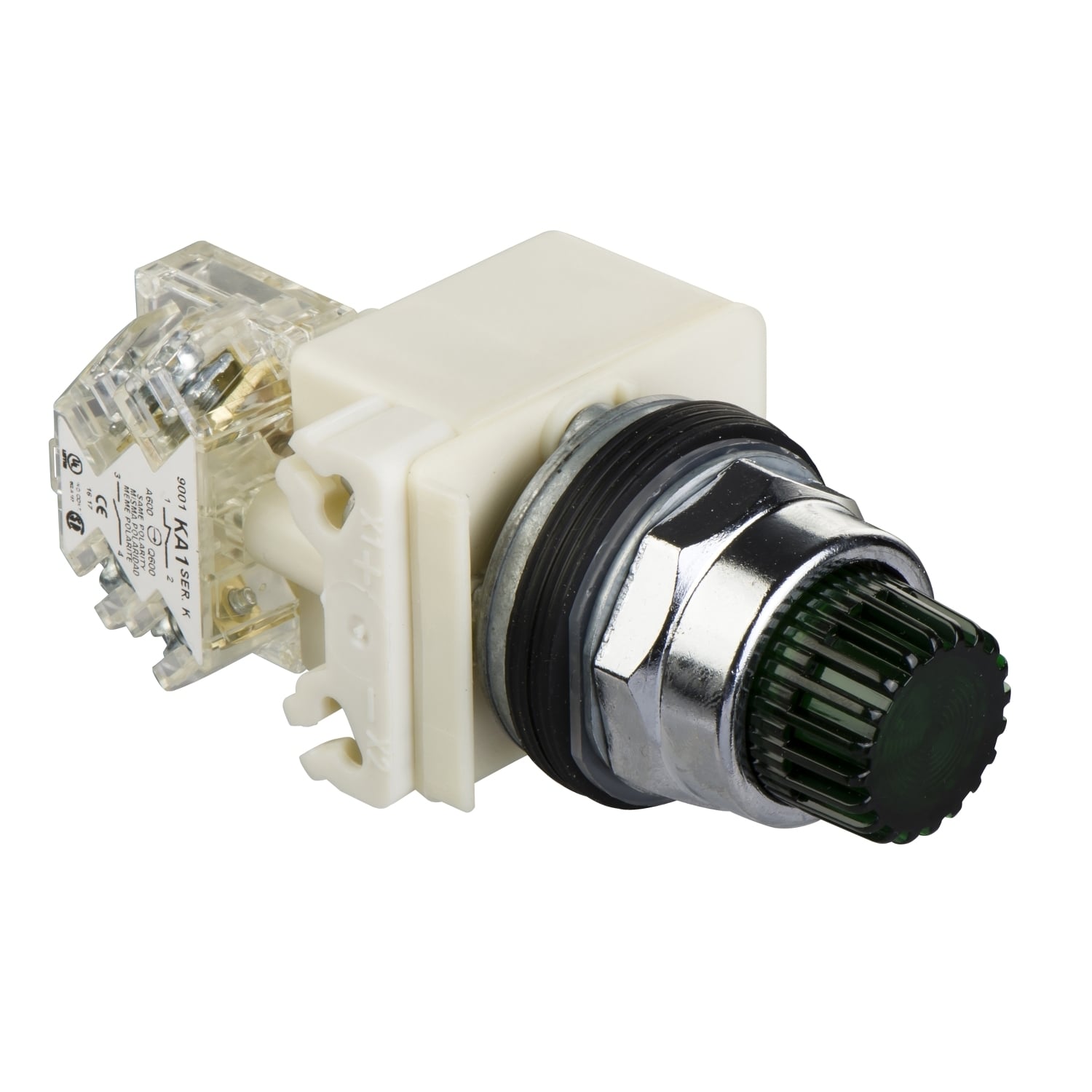 9001K2L38LGGH13 Harmony Type K Heavy Duty Dust/Oil/Watertight Illuminated Pushbutton, 30 mm, 1CO Contact, Slow Break Contact, Green