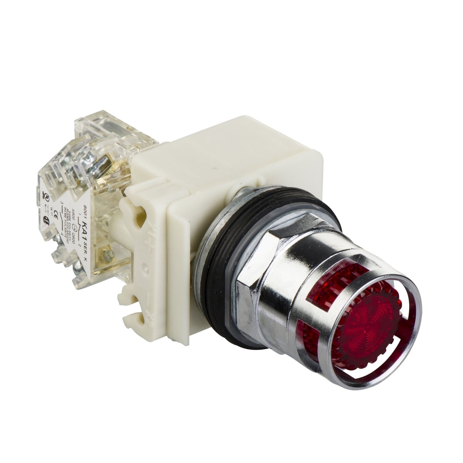9001K3L35LRRH13 Harmony Type T-K Complete Round Standard Dusttight Oiltight Watertight Illuminated Pushbutton, 30 mm, 1CO Contact, Red