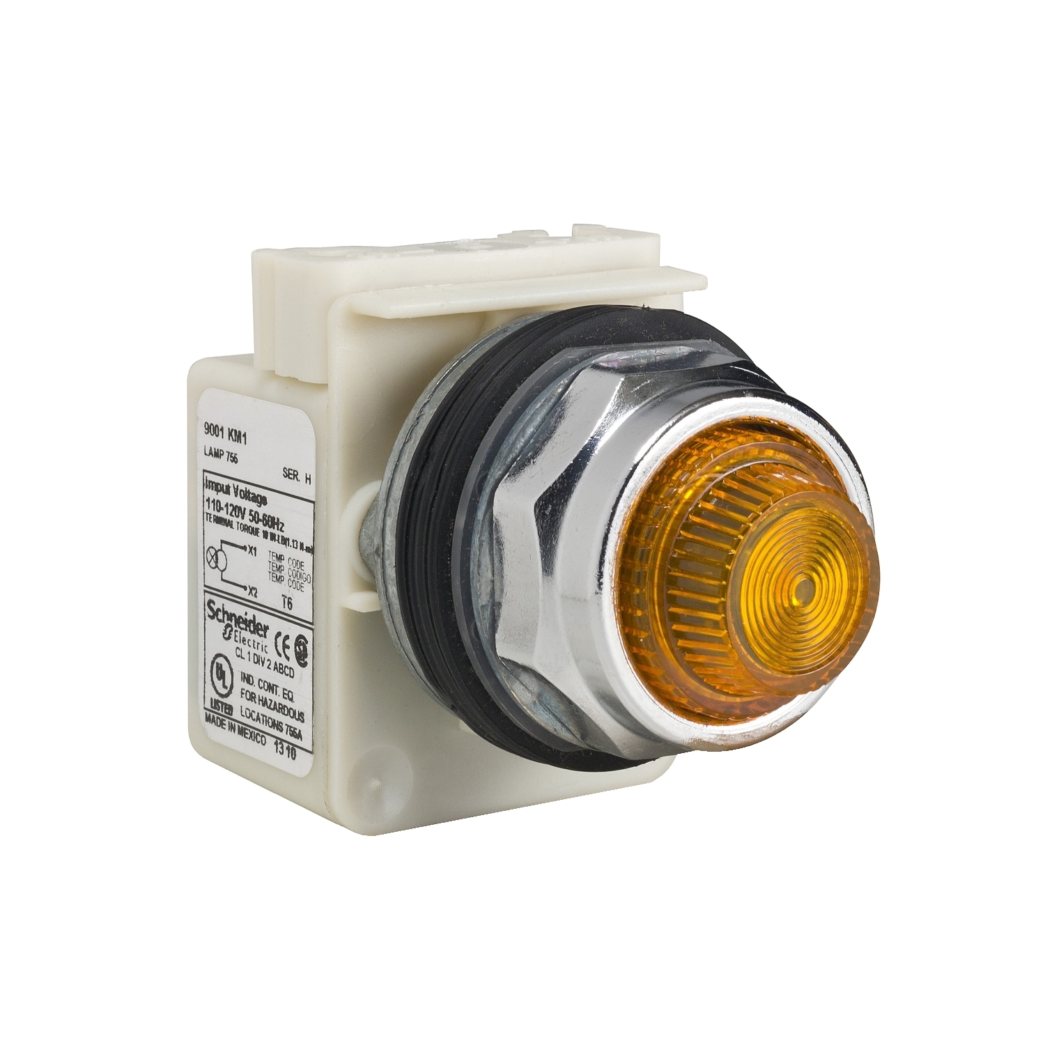 9001KP1A31 Harmony Type K Pilot Light, 110 to 120 V AC/DC, Fresnel Glass Lens, Panel Mount