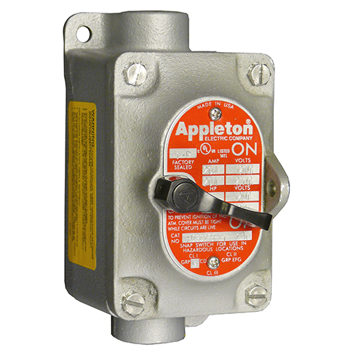 Unilet; EDS Series Explosionproof Dust-Ignitionproof Feed-Thru Manual Motor Contactor; 600 Volt AC, 30 Amp3-Pole