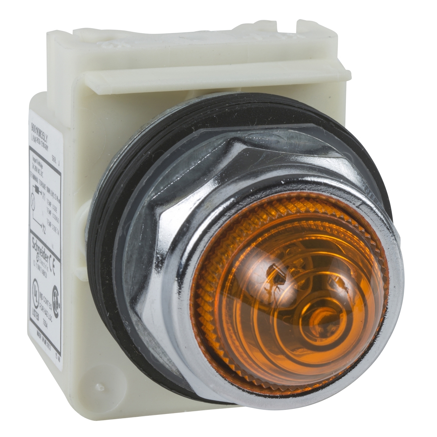 9001KP38LYA9 Harmony Type K Pilot Light, 120 V AC/DC, 1.4 VA, Domed Lens, Panel Mount