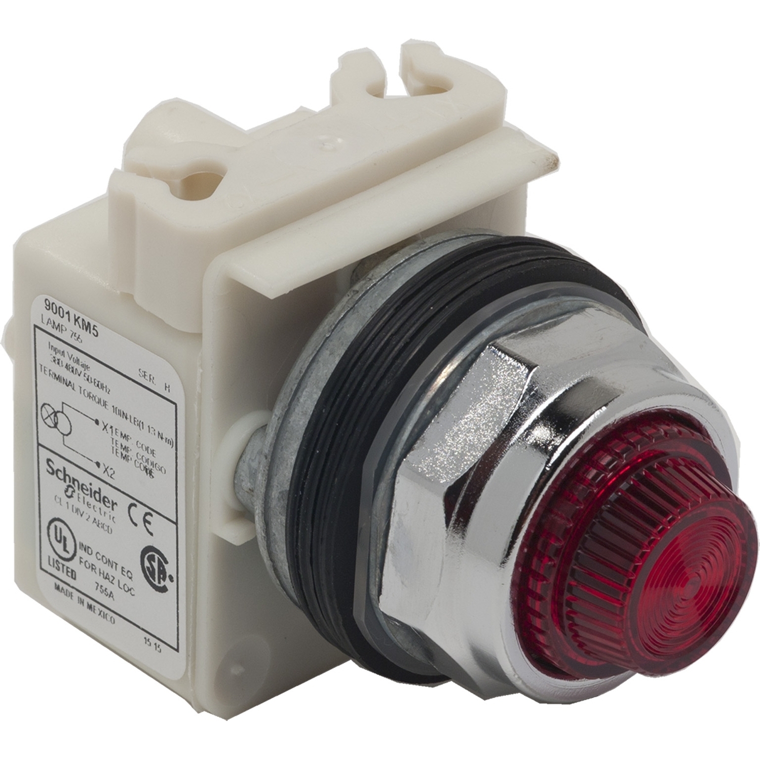 9001KP5R31 Harmony Type K Standard Transformer Pilot Light, 380 to 480 V AC, 2.8 VA, Fresnel Lens, Panel Mount