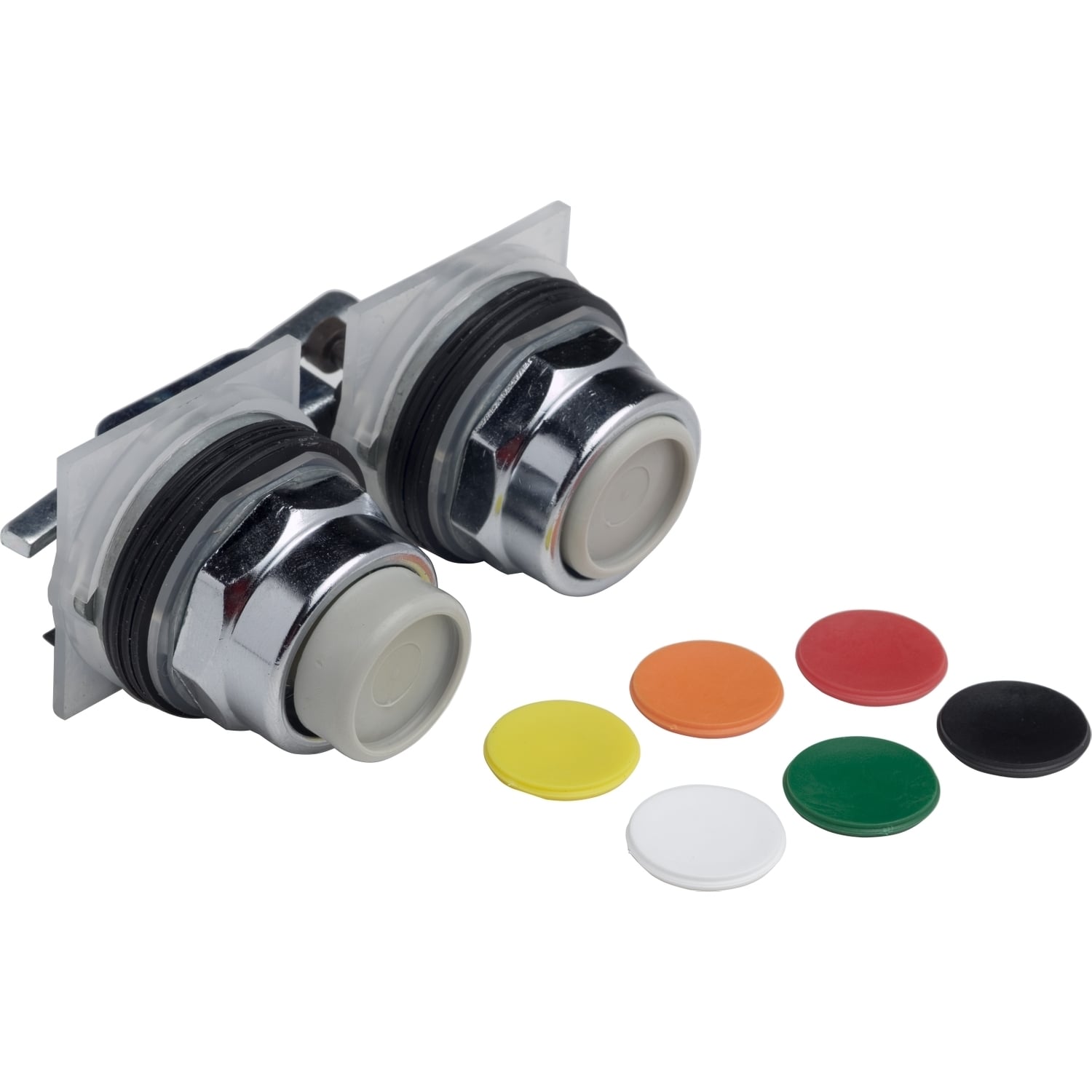 9001KR11U Harmony Type K Dust/Oil/Watertight Heavy Duty Round Unmarked Non-Illuminated Pushbutton Operator With Metal Full Guard, 30 mm, DPDT Contact, 2 Positions, Black/Green/Red