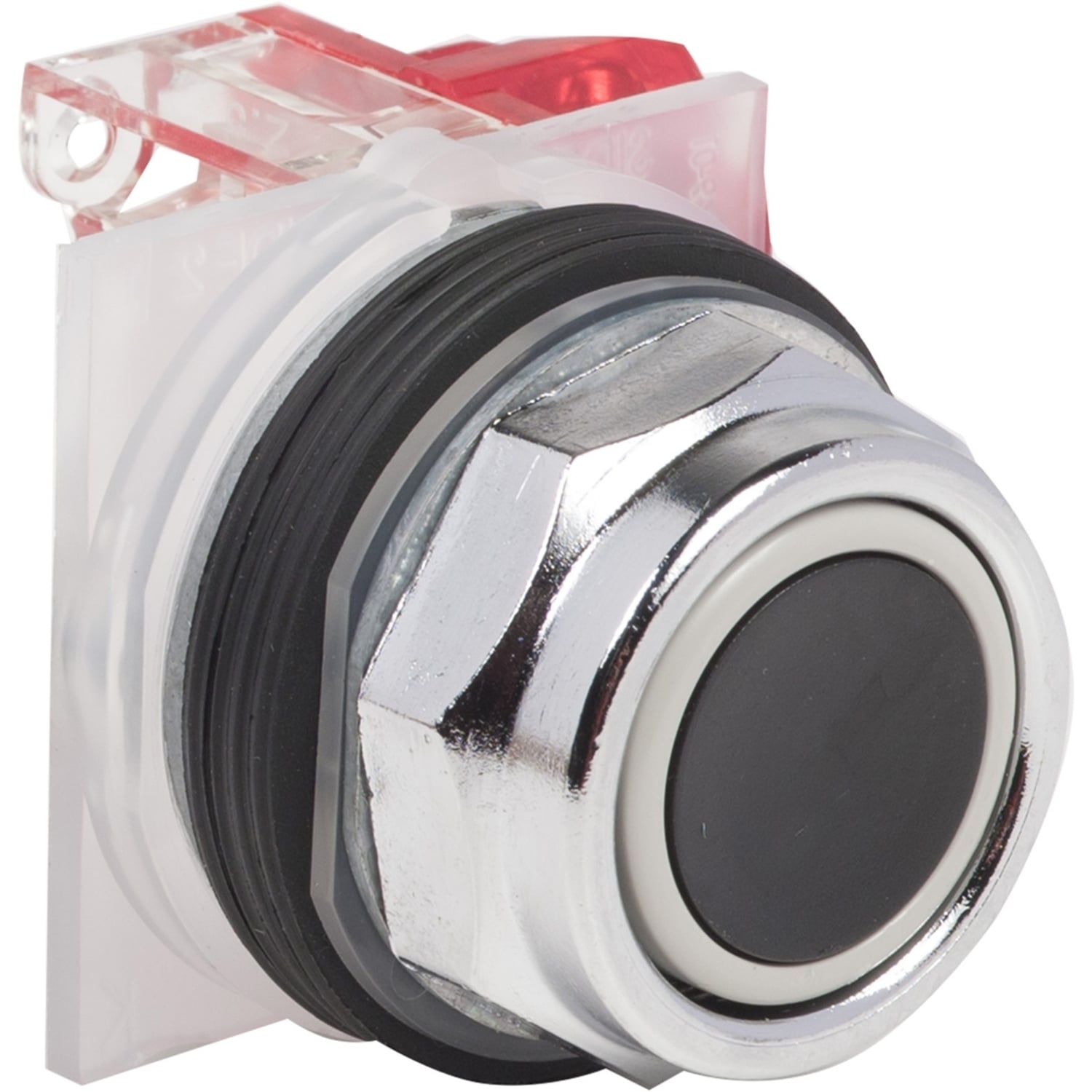 9001KR1BH6 Harmony Heavy Duty Mechanically Interlocked Non-Illuminated Standard Type K Pushbutton With Full Guard, 1.18 in, 1NC Contact, Slow Break Contact, Black
