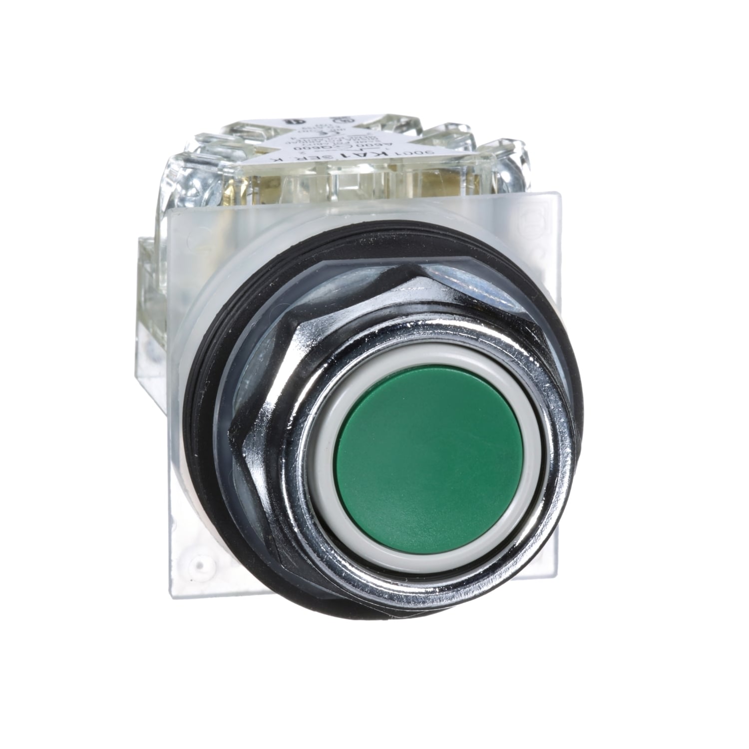 9001KR1GH13 Harmony Type K Heavy Duty Dust/Oil/Watertight Mechanically Interlocked Non-Illuminated Pushbutton, 30 mm, 1NO-1NC Contact, Slow Break Contact, Green