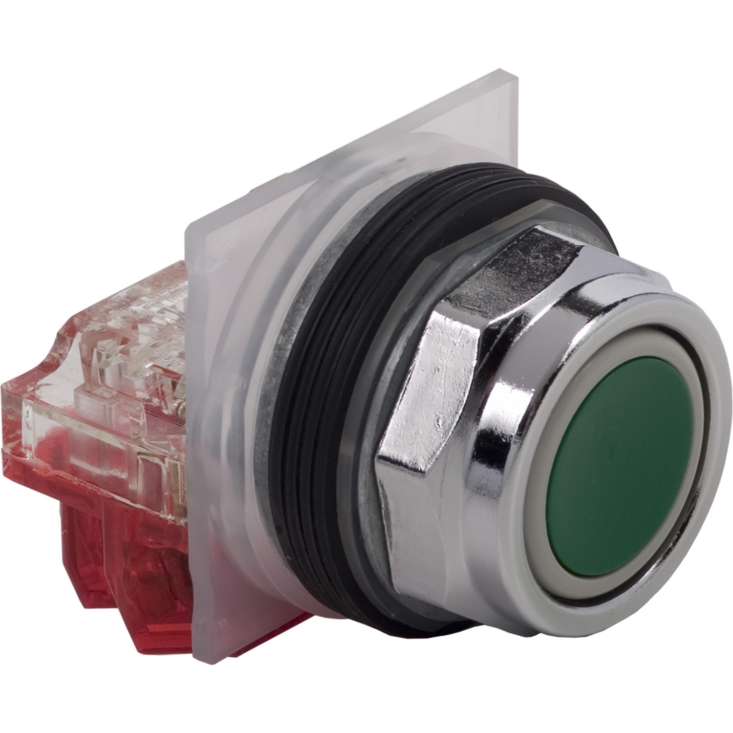 9001KR1GH6 Harmony Type K Heavy Duty Dusttight/Oiltight/Watertight Mechanically Interlocked Standard Non-Illuminated Pushbutton With Full Guard, 30 mm, 1NC Contact, Slow Break Contact, Green