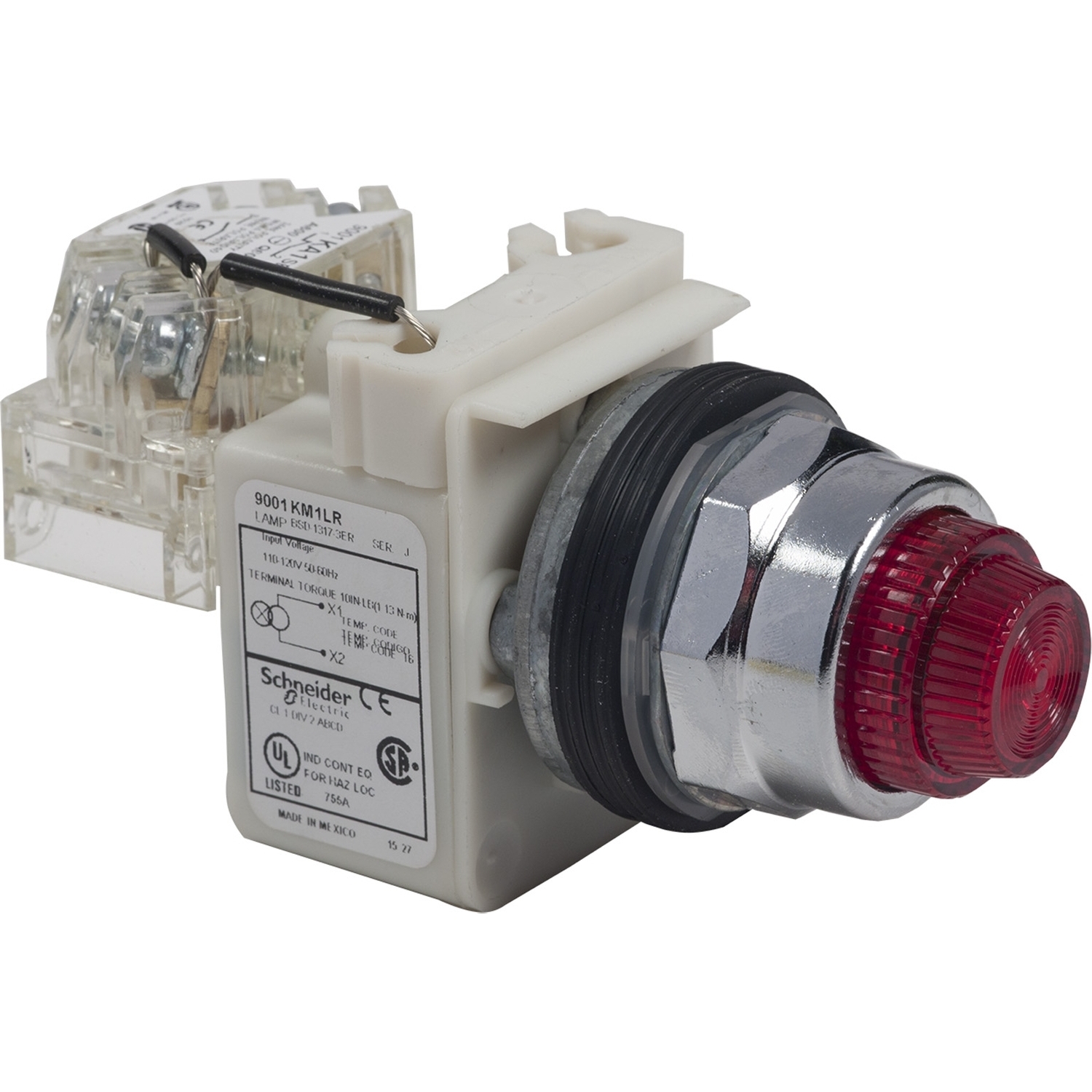 9001KR24RH6 Harmony Heavy Duty Mechanically Interlocked Non-Illuminated Standard Type K Pushbutton With Setscrew Security, 1.18 in, 1NC Contact, Slow Break Contact, Red