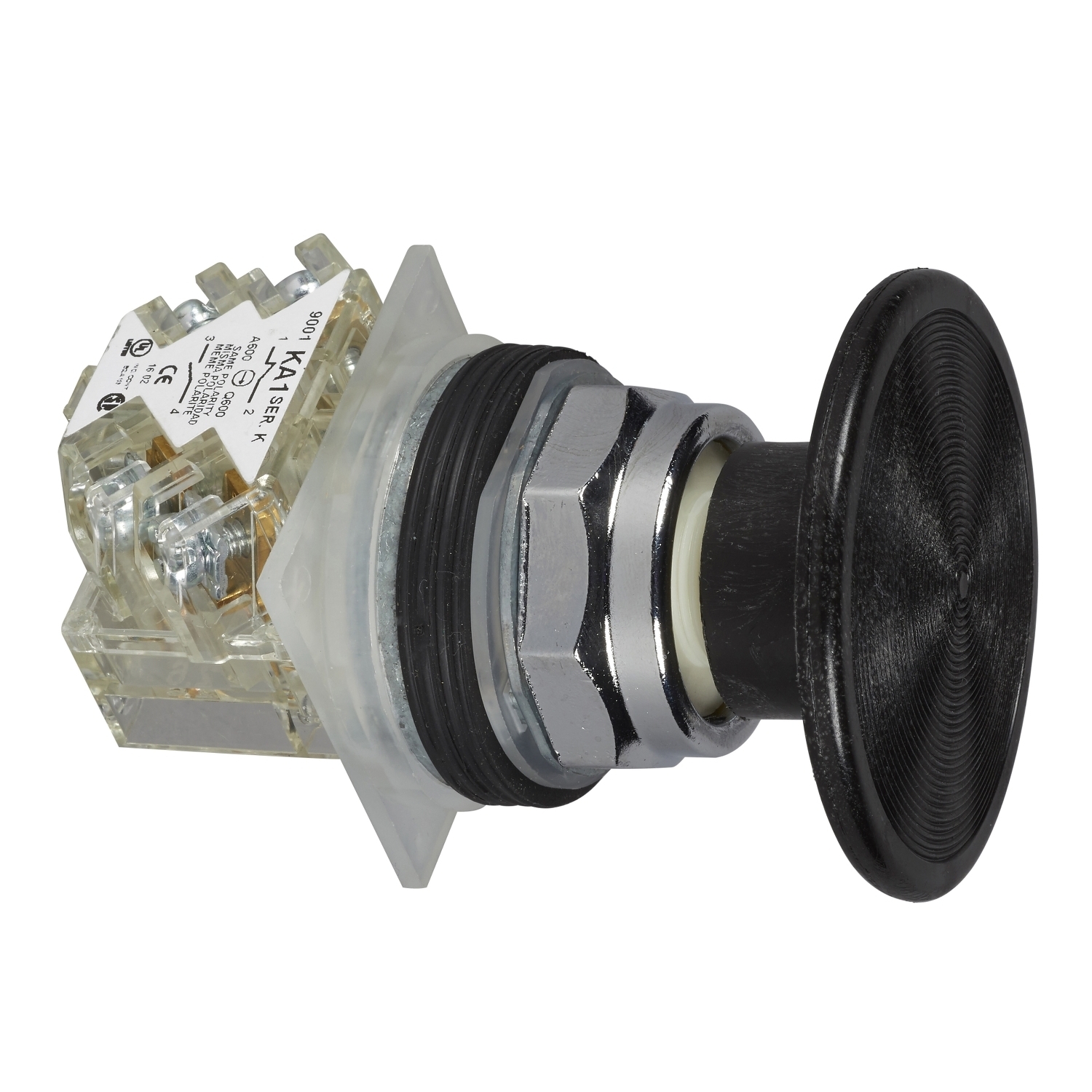9001KR25BH13 Harmony Type T-K Complete Dust Tight Oiltight Watertight Non-Illuminated Pushbutton With Set Screw, 30 mm, 1CO Contact, Black