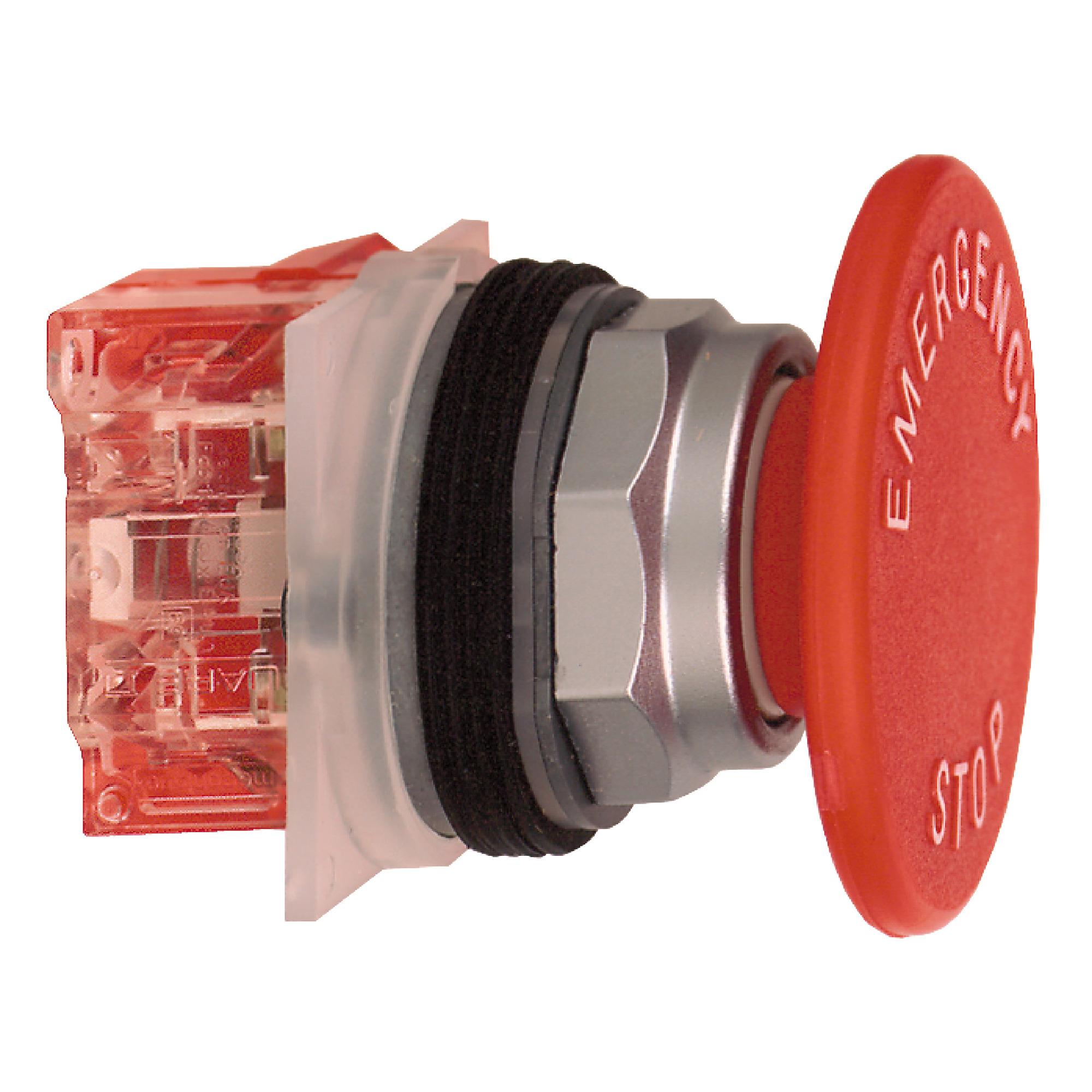 9001KR5R05H6 Harmony Type K Heavy Duty Dusttight/Oiltight/Watertight Mechanically Interlocked Non-Illuminated Pushbutton, 30 mm, 1NC Contact, Slow Break Contact, Red