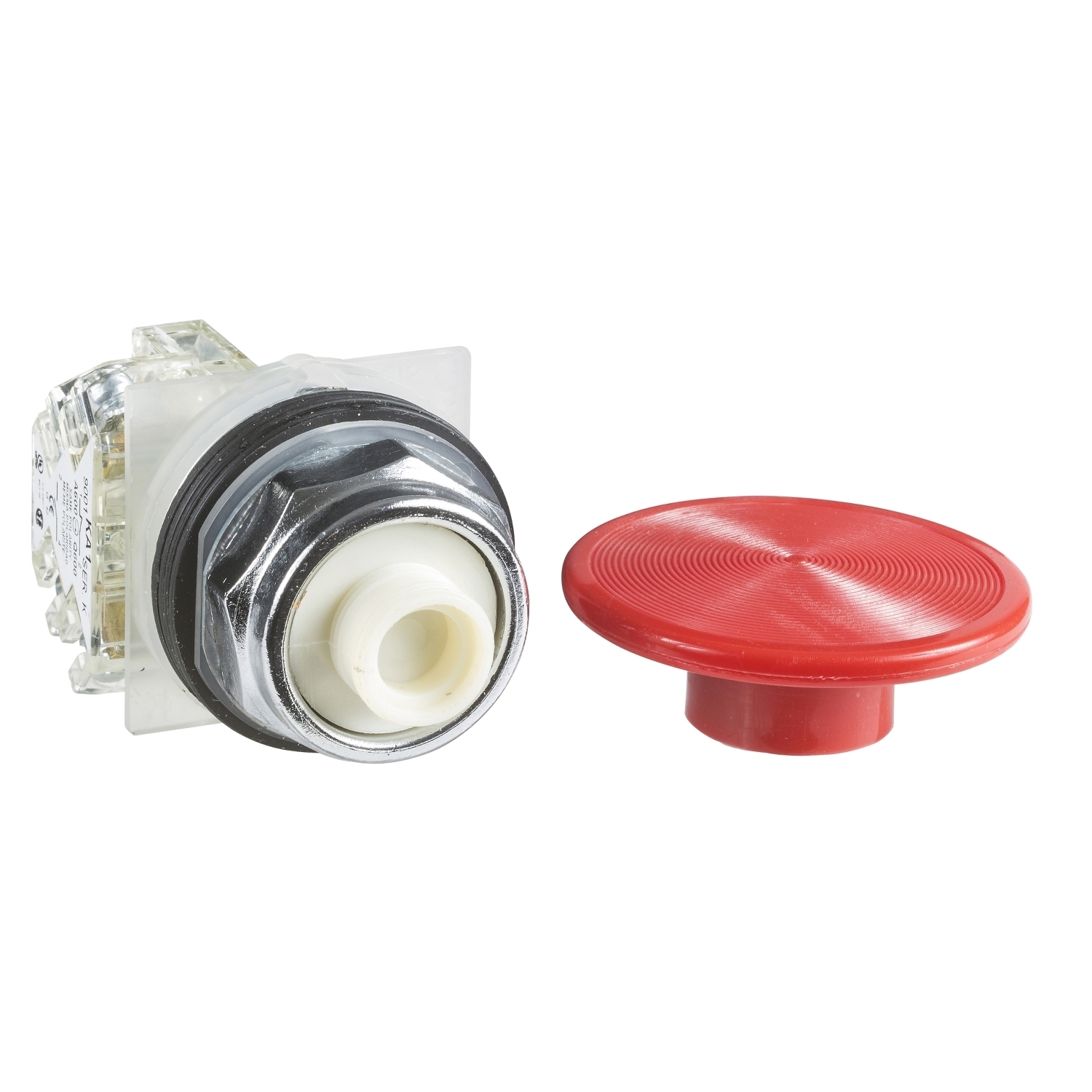 9001KR5RH6 Harmony Type K Heavy Duty Dusttight/Oiltight/Watertight Mechanically Interlocked Non-Illuminated Pushbutton, 30 mm, 1NC Contact, Slow Break Contact, Red