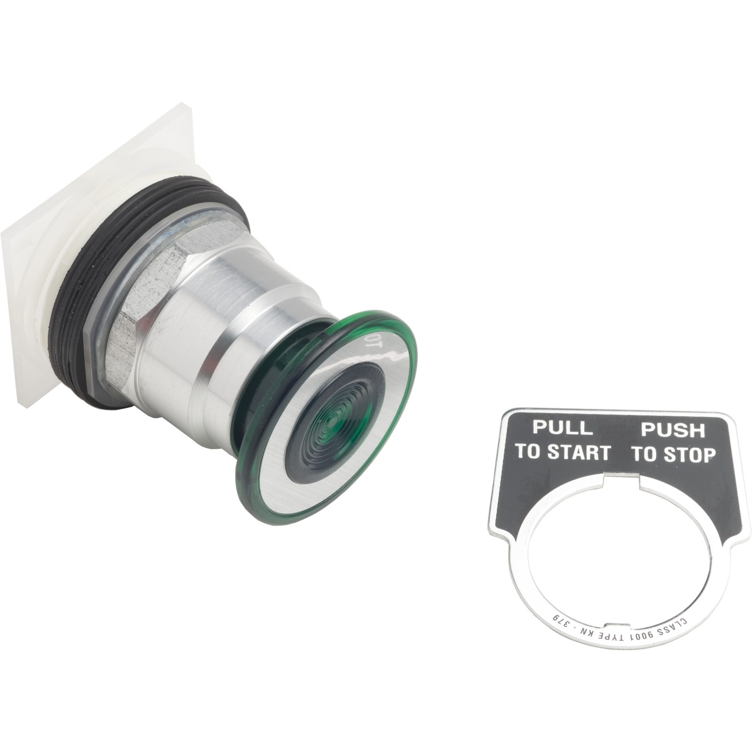 9001KR8G Harmony Heavy Duty Non-Illuminated Round Type K Unmarked Pushbutton Operator With Metal Full Guard, 1.18 in, 3PST Contact, 3 Positions, Green