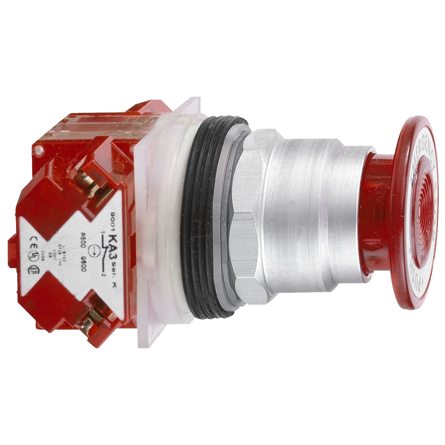 9001KR9R21H6 Harmony Type K Heavy Duty Dusttight/Oiltight/Watertight Unmarked Non-Illuminated Pushbutton, 30 mm, 1NC Contact, Slow Break Contact, Red