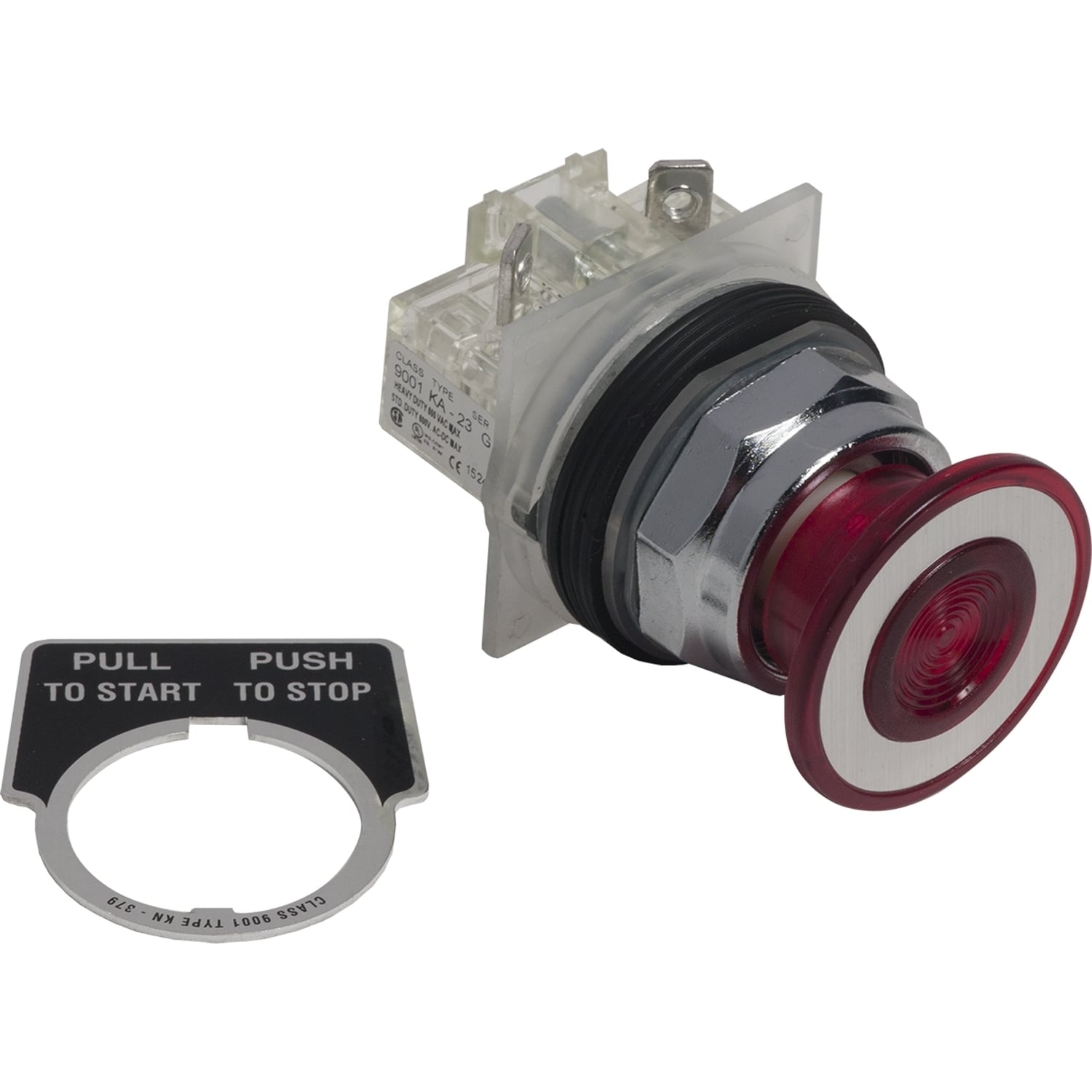 9001KR9RH6S10 Harmony Type K Heavy Duty Dusttight/Oiltight/Watertight Mechanically Interlocked Non-Illuminated Pushbutton, 30 mm, 1NC Contact, Slow Break Contact, Red