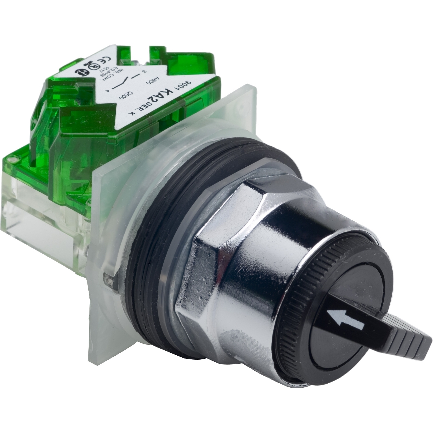 9001KS11BH5 9001KS Non-Illuminated Round Type K Selector Switch, 1.18 in, 1NO Contact, Knob Operator, Black