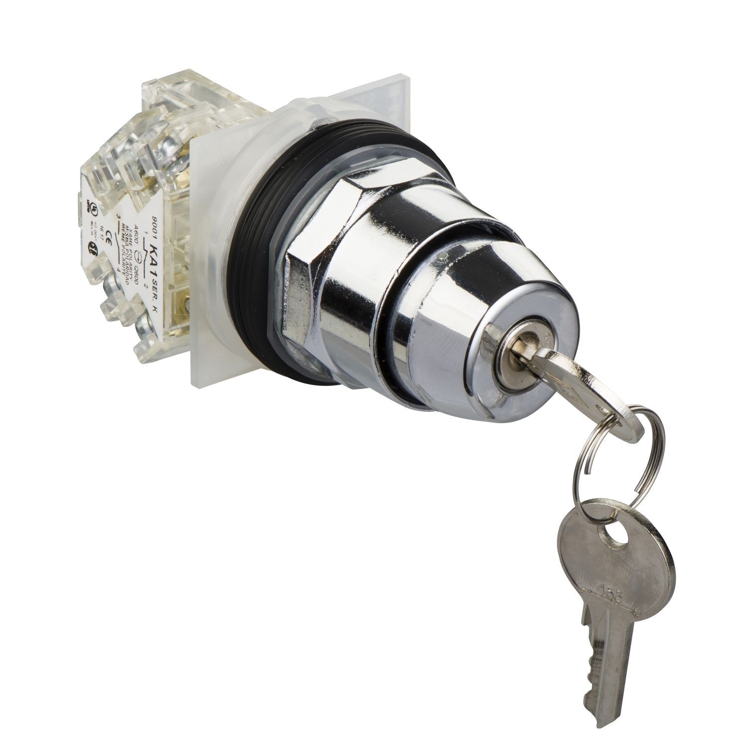 9001KS11K3H13 Harmony Type T-K Round Non-Illuminated Selector Switch, 30 mm, 1NO-1NC Contact, Keyed Operator, Black