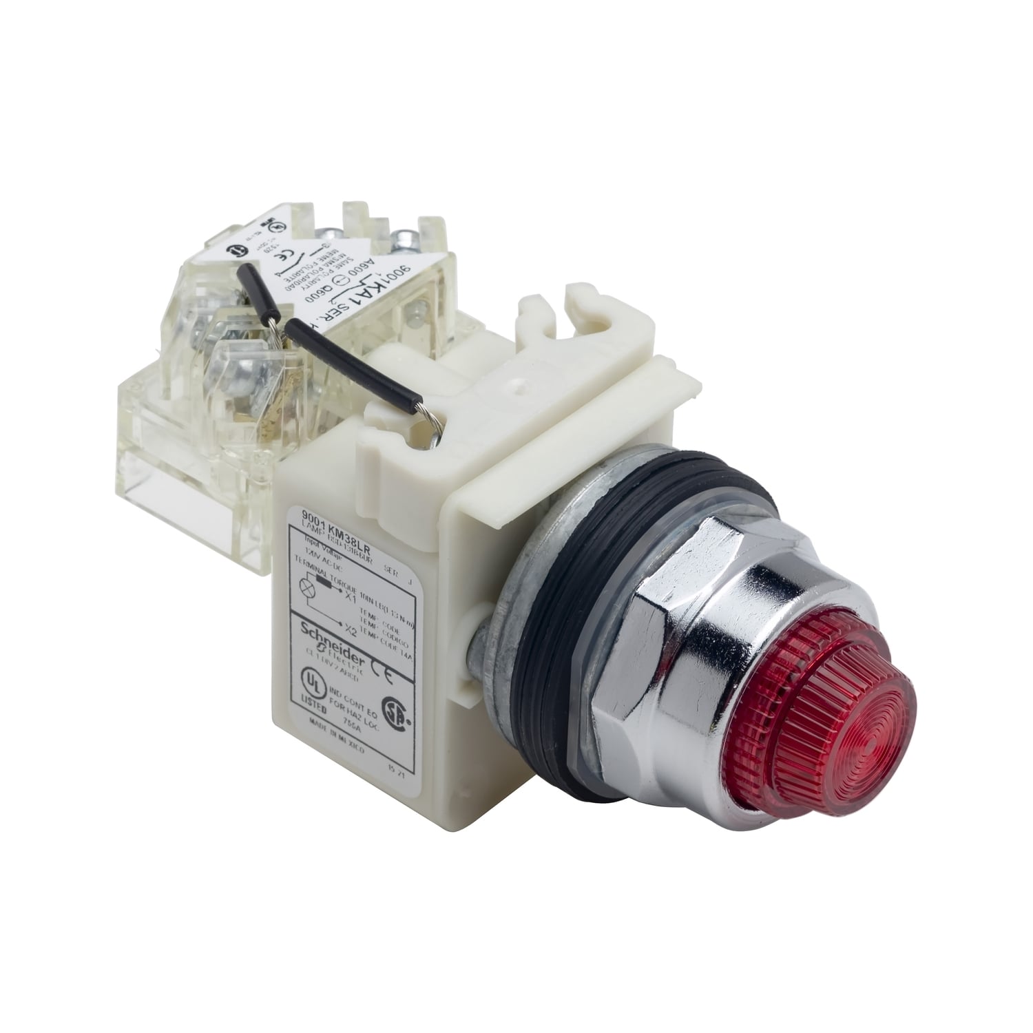 9001KT38LRR31 Harmony Type K Pilot Light, 120 V AC/DC, 0.55 A, 1.4 VA, Fresnel Lens, Panel Mount