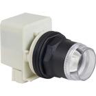 Illuminated push-button head, Harmony 9001SK, plastic, plastic guard flush, without cap, 30mm, spring return, 110-120V