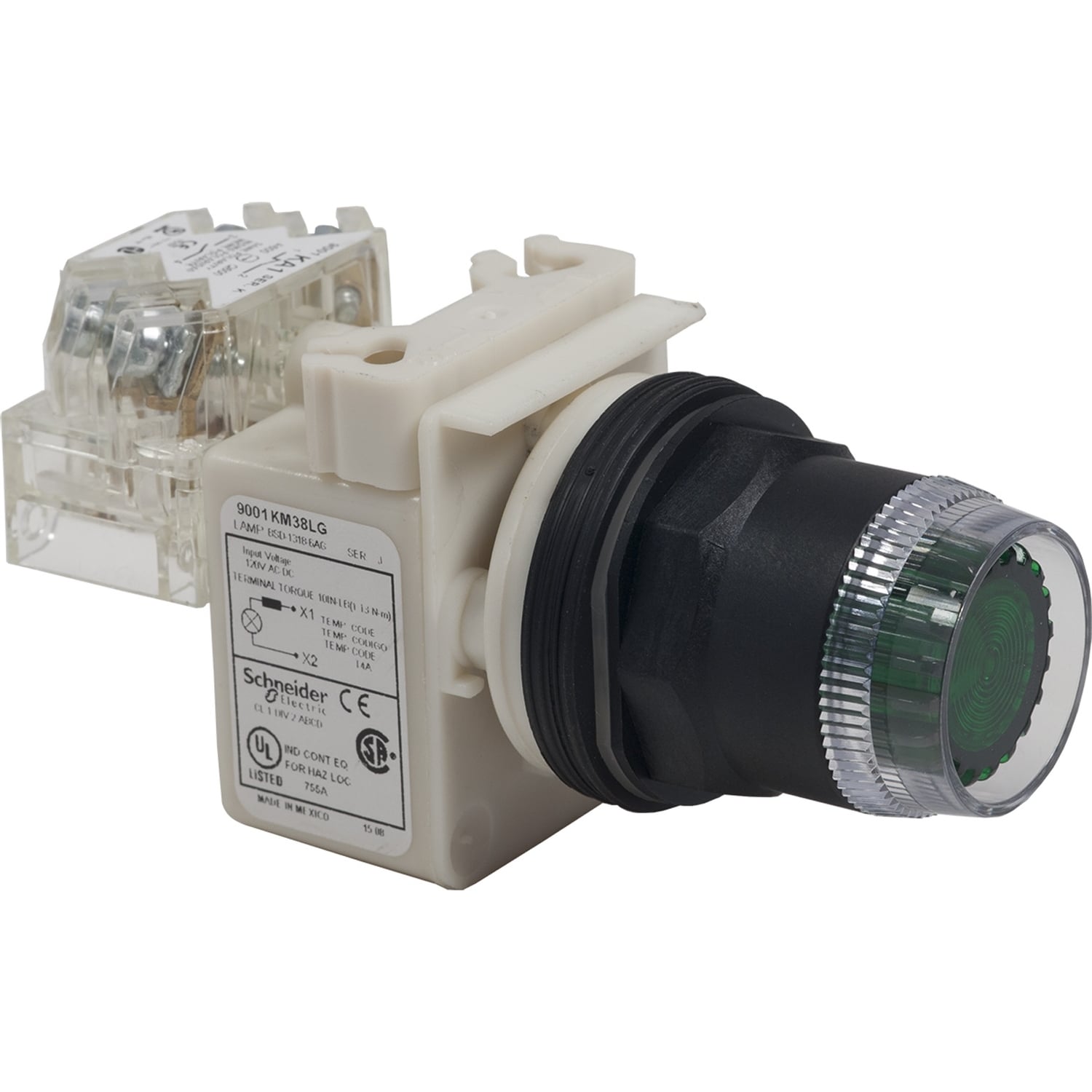 9001SK1L1GH13 Harmony Illuminated Heavy Duty Standard Type SK Pushbutton, 1.18 in, 1NO-1NC Contact, Slow Break Contact, Green