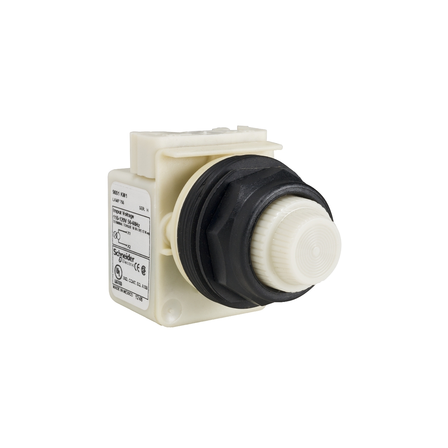 9001SKP1W31 Harmony Type SK Standard Transformer Pilot Light, 110 to 120 V AC, 2.4 VA, Fresnel Lens, Panel Mount