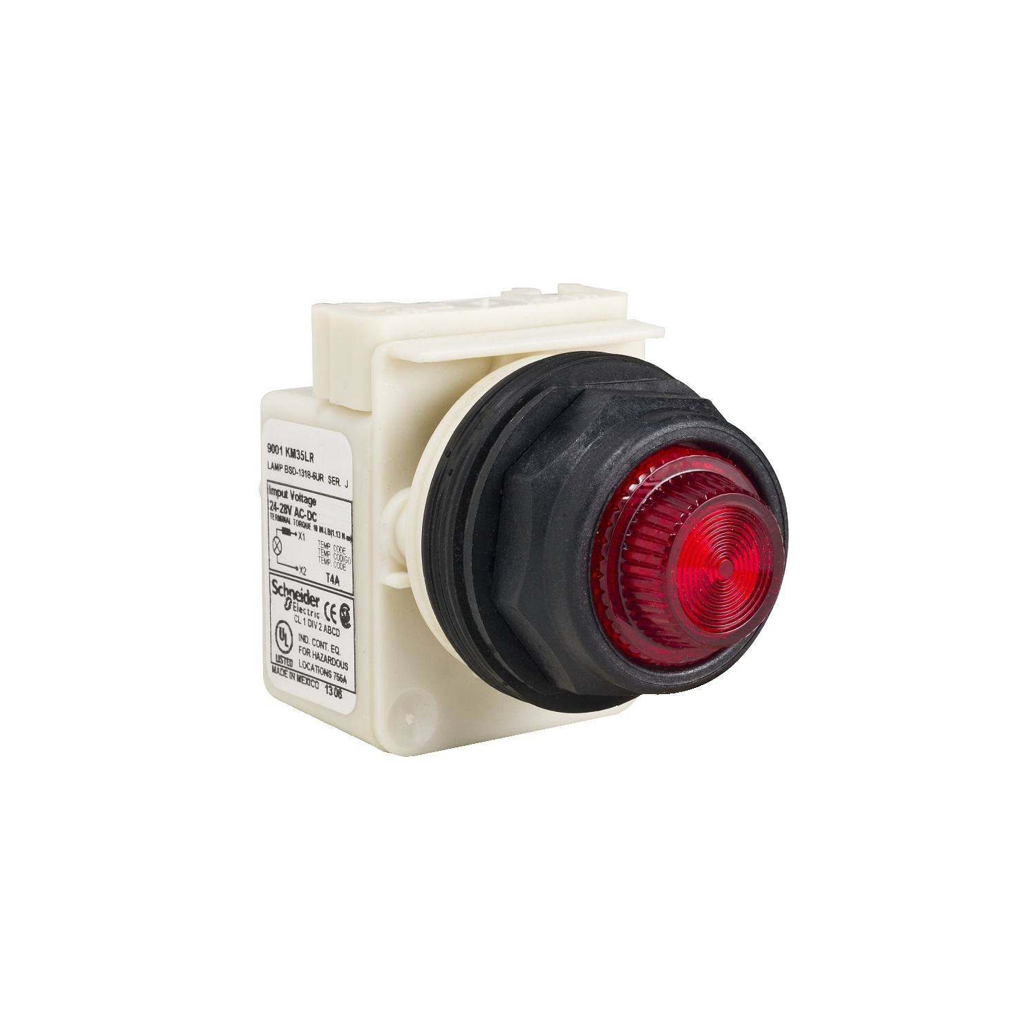 9001SKP35LRR31 Harmony Type SK Standard Pilot Light, 24 to 28 V AC/DC, Fresnel Lens, Panel Mount