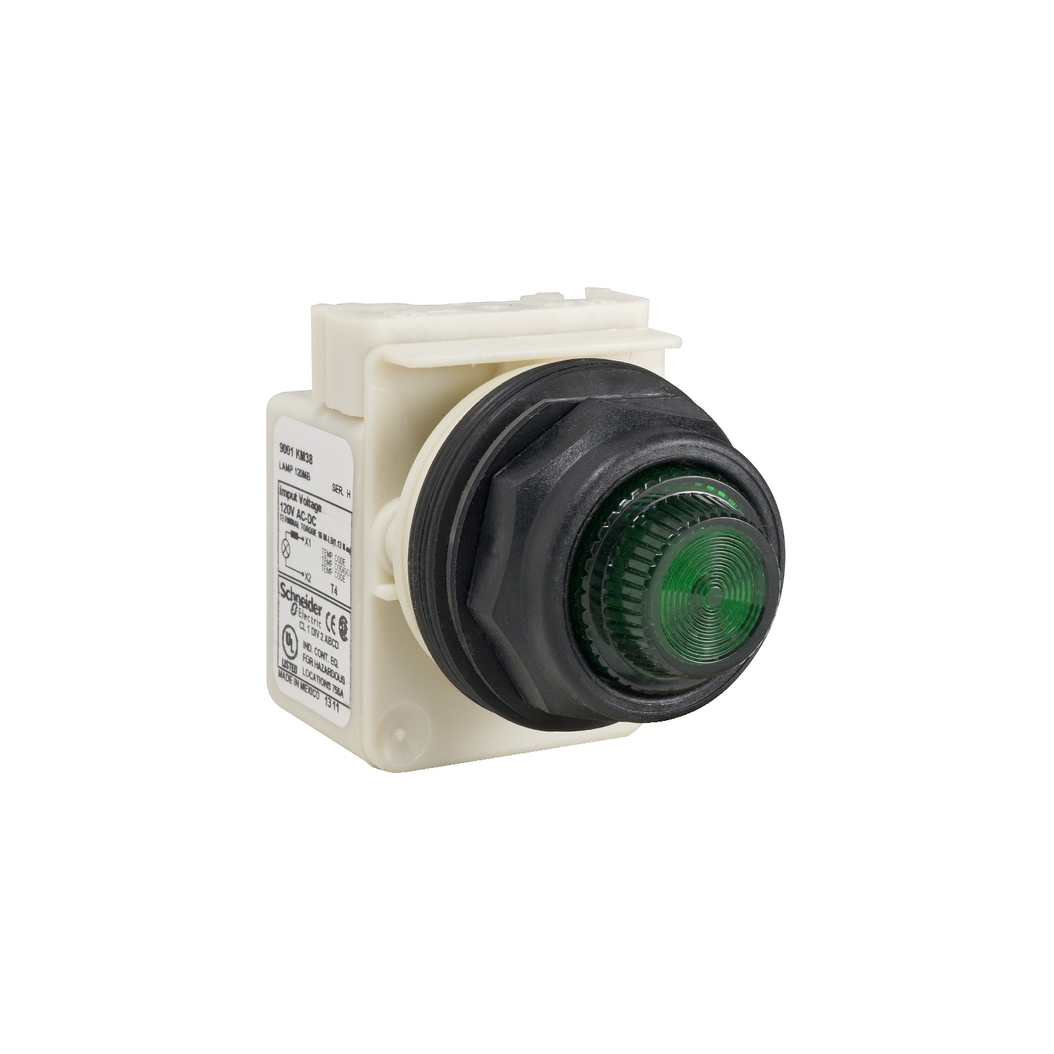 9001SKP38G31 9001SK Type SK Pilot Light, 120 VAC/VDC, Fresnel Glass Lens, Panel Mounting
