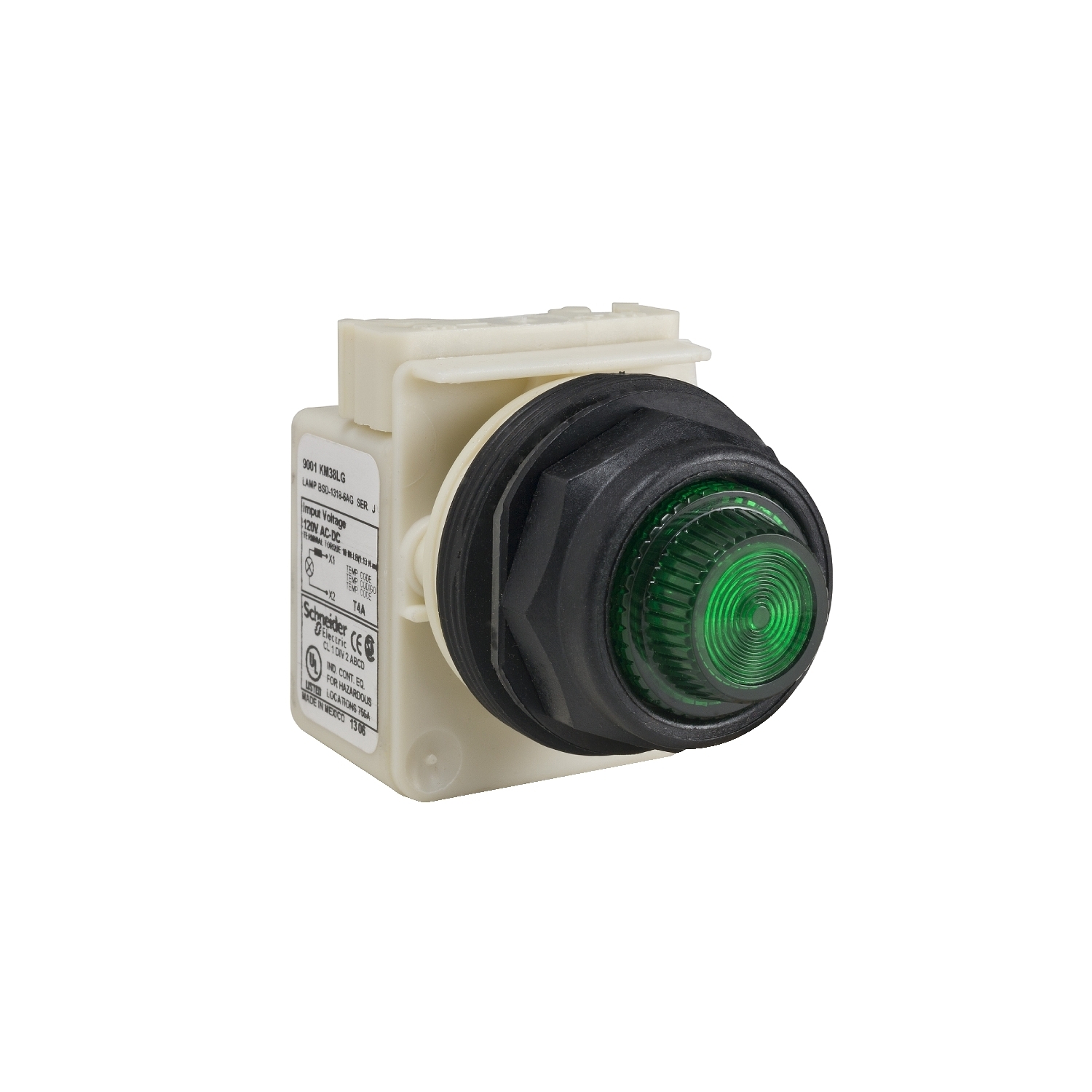 9001SKP38LGG31 Harmony Type SK Pilot Light, 120 V AC/DC, Fresnel Glass Lens, Panel Mount