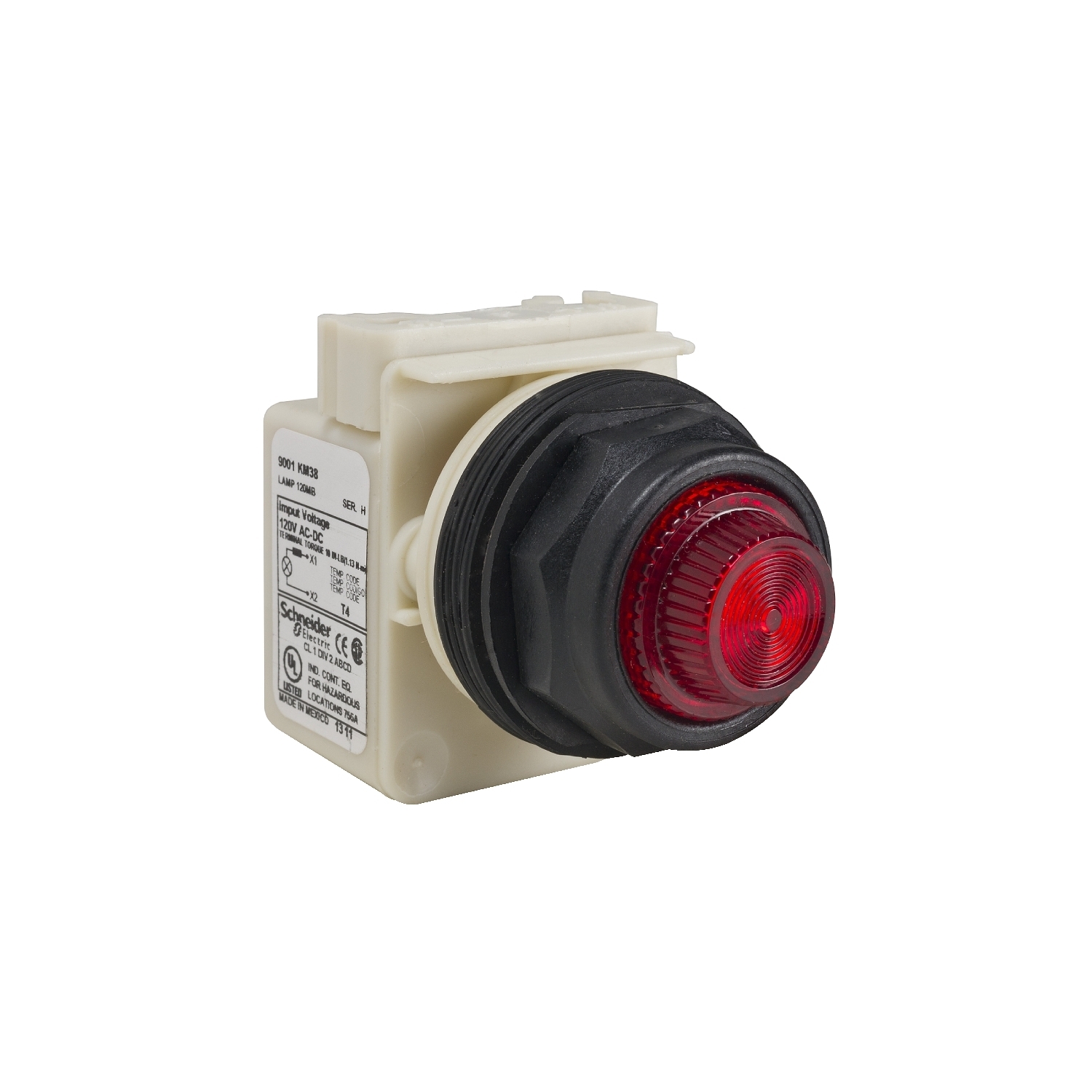 9001SKP38R31 9001SK Type SK Pilot Light, 120 V AC/DC, Fresnel Glass/Round Lens, Panel Mounting