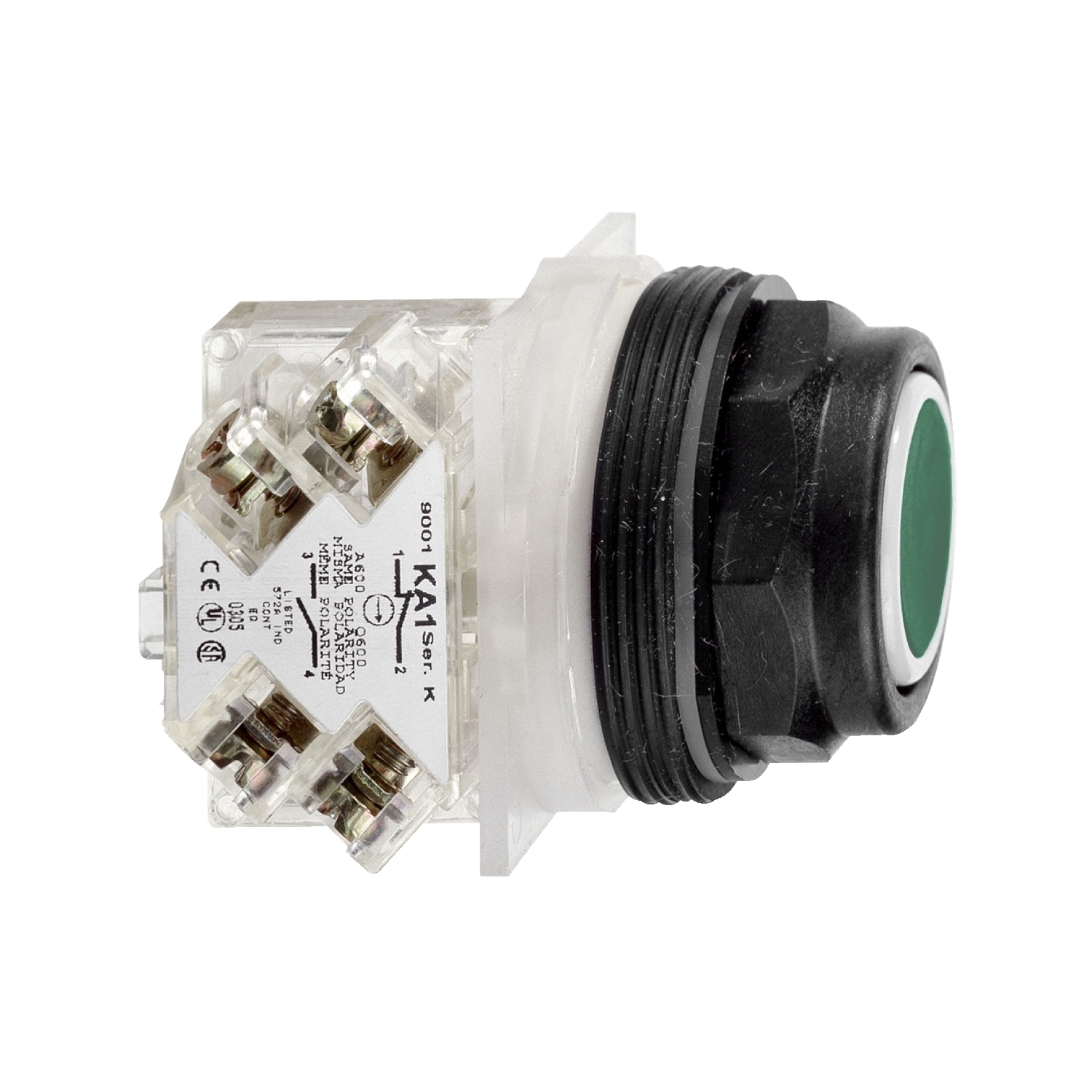 9001SKR1GH5 9001SK Non-Illuminated Round Type SK Unmarked Pushbutton, 1.18 in, 1NO Contact, Slow Break Contact, Green