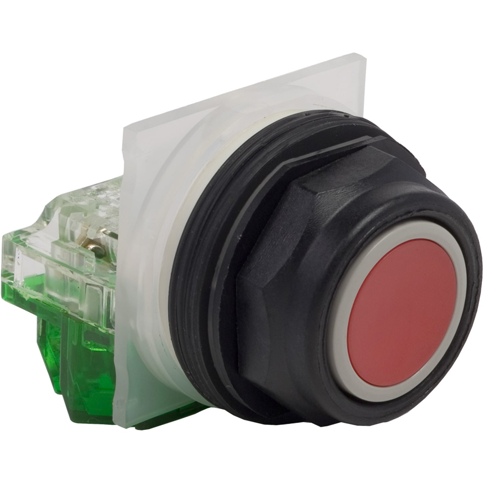 9001SKR1RH5 Harmony Type SK Corrosion-Resistant Dusttight/Oiltight/Watertight Mechanically Interlocked Non-Illuminated Pushbutton With Full Guard, 30 mm, 1NO Contact, Slow Break Contact, Red