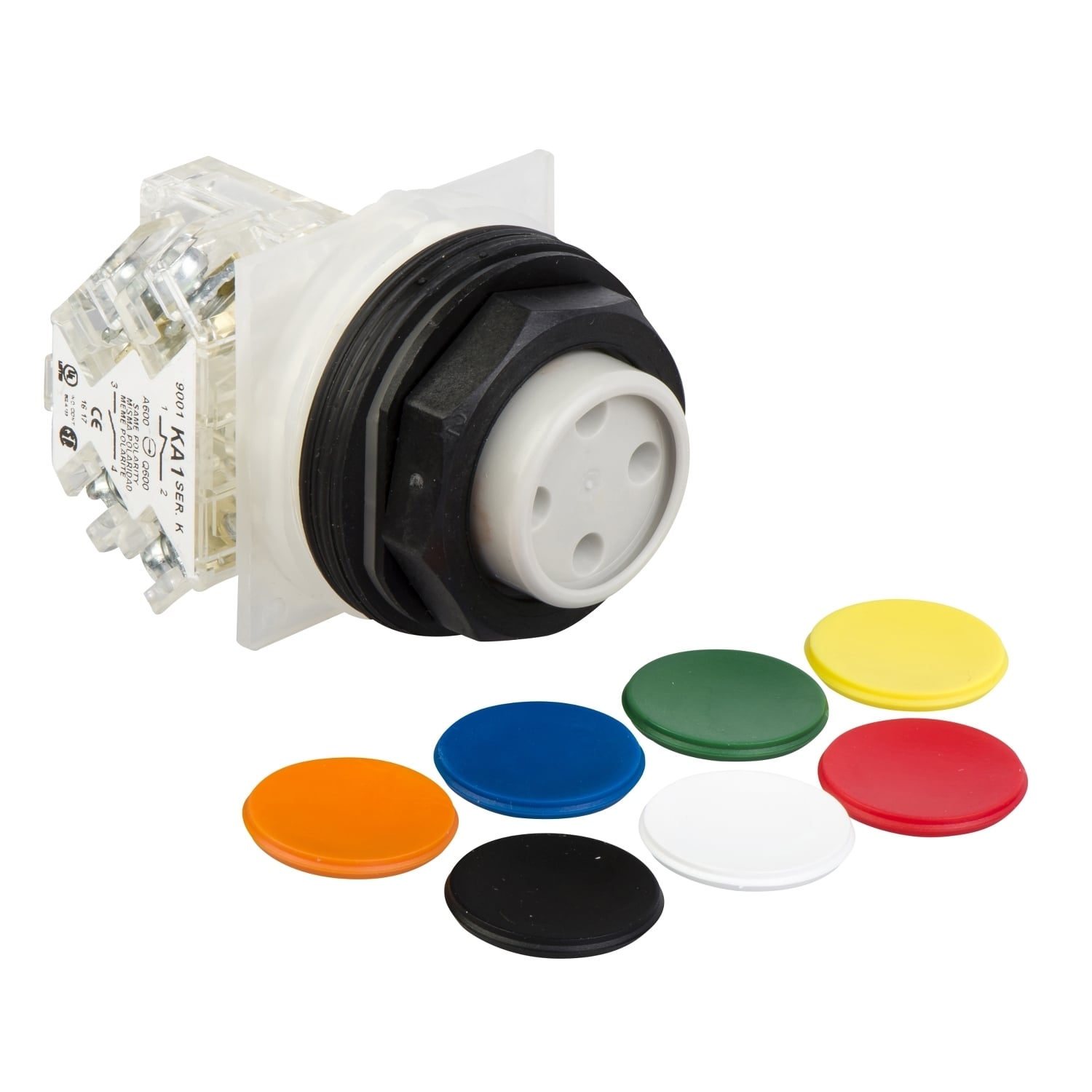 9001SKR3UH13 Harmony Type SK Corrosion-Resistant Dusttight/Oiltight/Watertight Mechanically Interlocked Non-Illuminated Pushbutton, 30 mm, 1NO-1NC Contact, Slow Break Contact