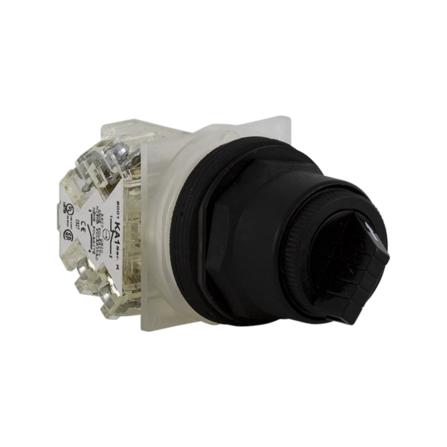 9001SKS11BH13 Harmony Type SK Corrosion-Resistant Dusttight/Oiltight/Watertight Round Non-Illuminated Selector Switch, 30 mm, 1CO Contact, Knob Operator, Black