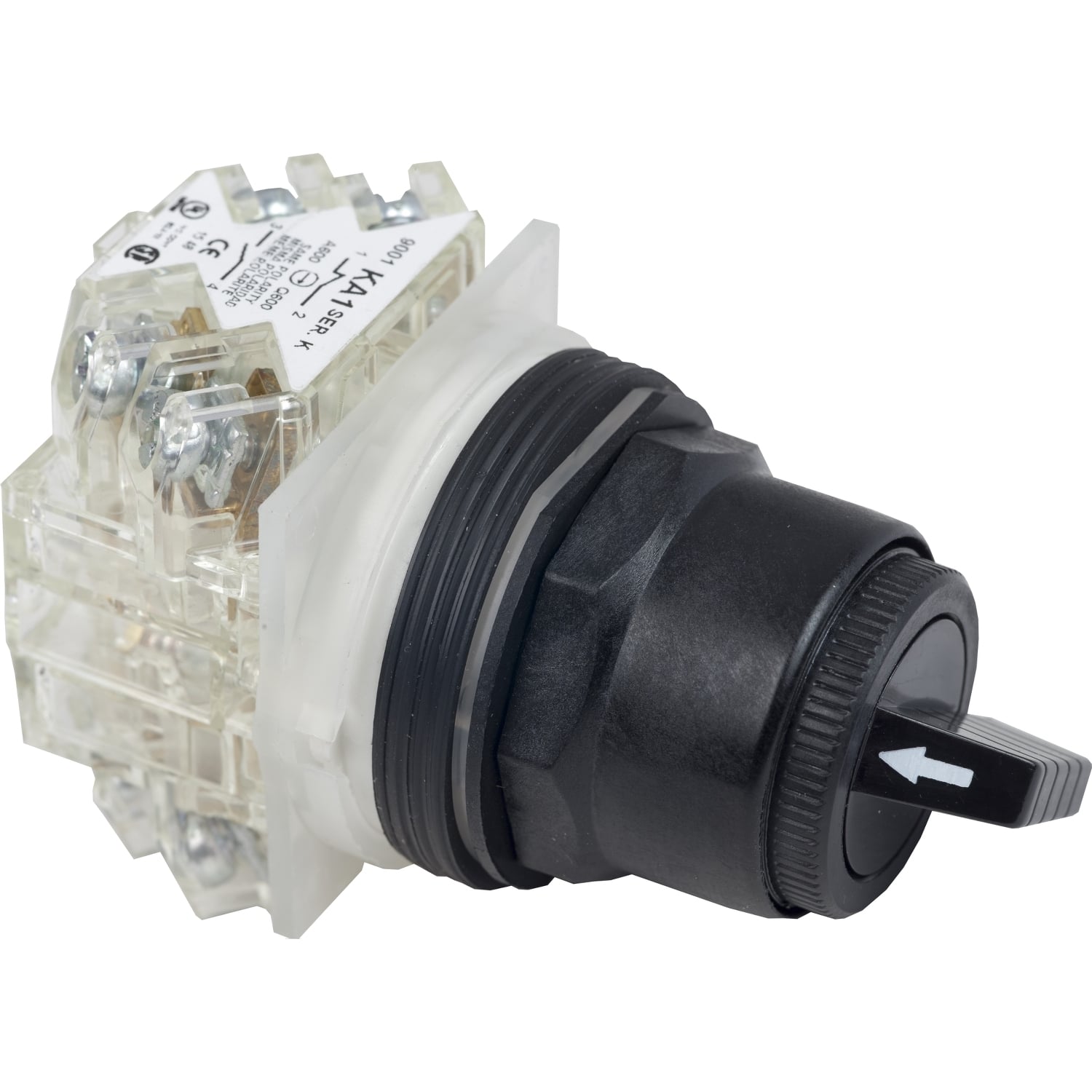 9001SKS11BH2 Harmony Heavy Duty Non-Illuminated Round Type SK Selector Switch, 1.18 in, 2NO-2NC Contact, Slow Break Contact, Knob Operator, Black