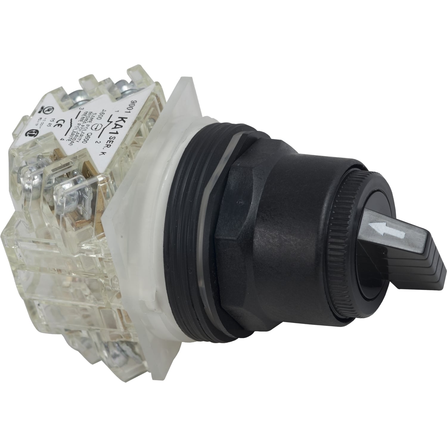 9001SKS43BH2 Harmony Type SK Round Non-Illuminated Selector Switch, 30 mm, 2NO-2NC Contact, Knob Operator, Black