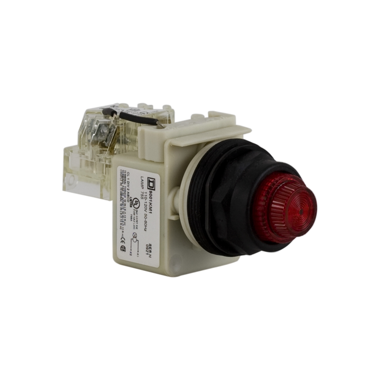 9001SKT1R31 Harmony Type SK Pilot Light, 110/120 V AC, Fresnel Glass/Round Lens, Panel Mount