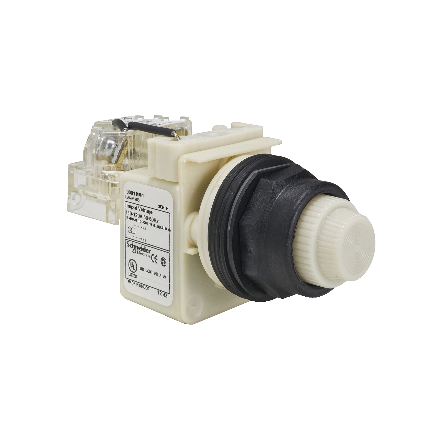 9001SKT1W31 Harmony Type SK Transformer Pilot Light, 110 to 120 V AC, 2.4 VA, Fresnel/Round Lens, Panel Mount