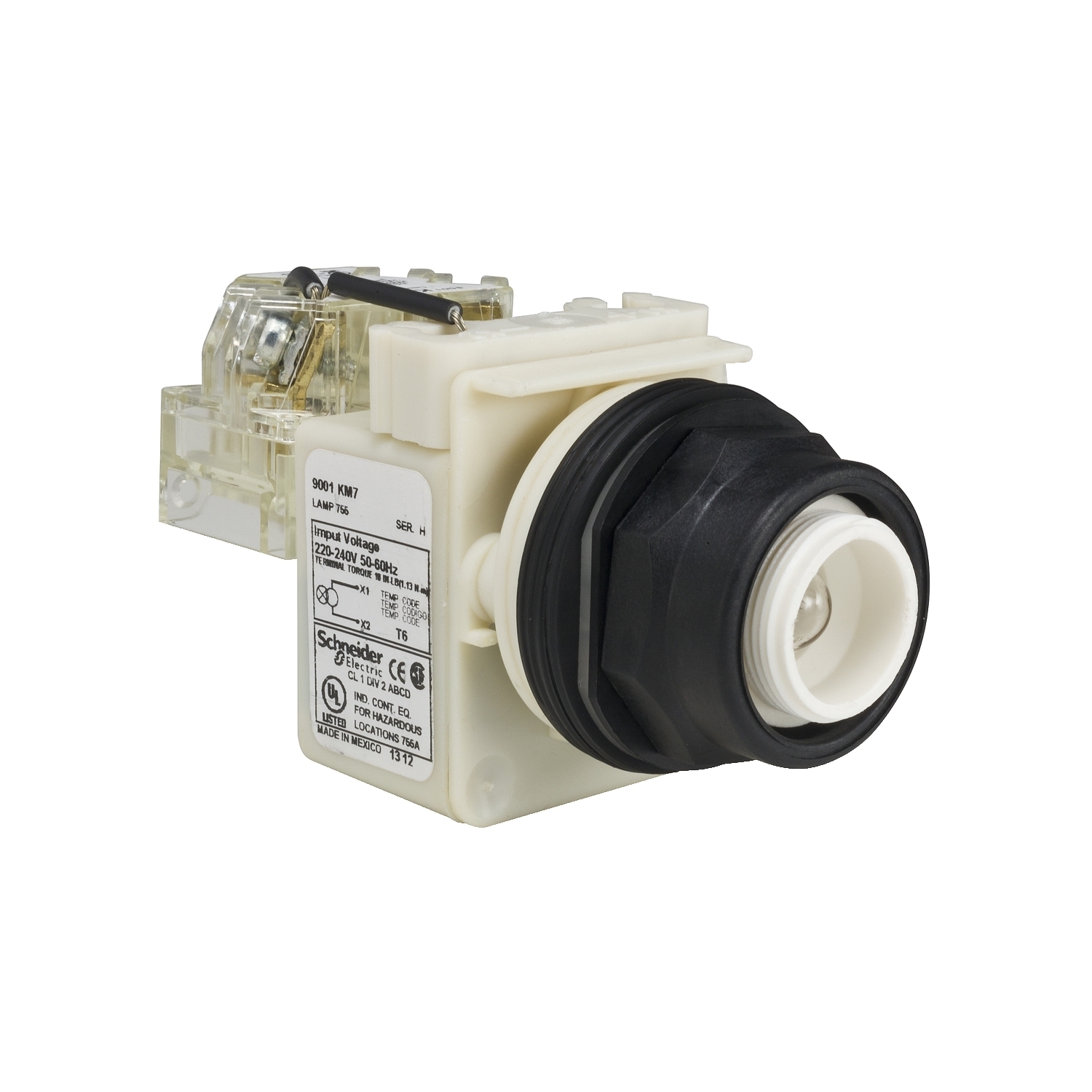 9001SKT7 Harmony Type SK Push-To-Test Pilot Light, 220/240 V AC, 2 VA, Panel Mount